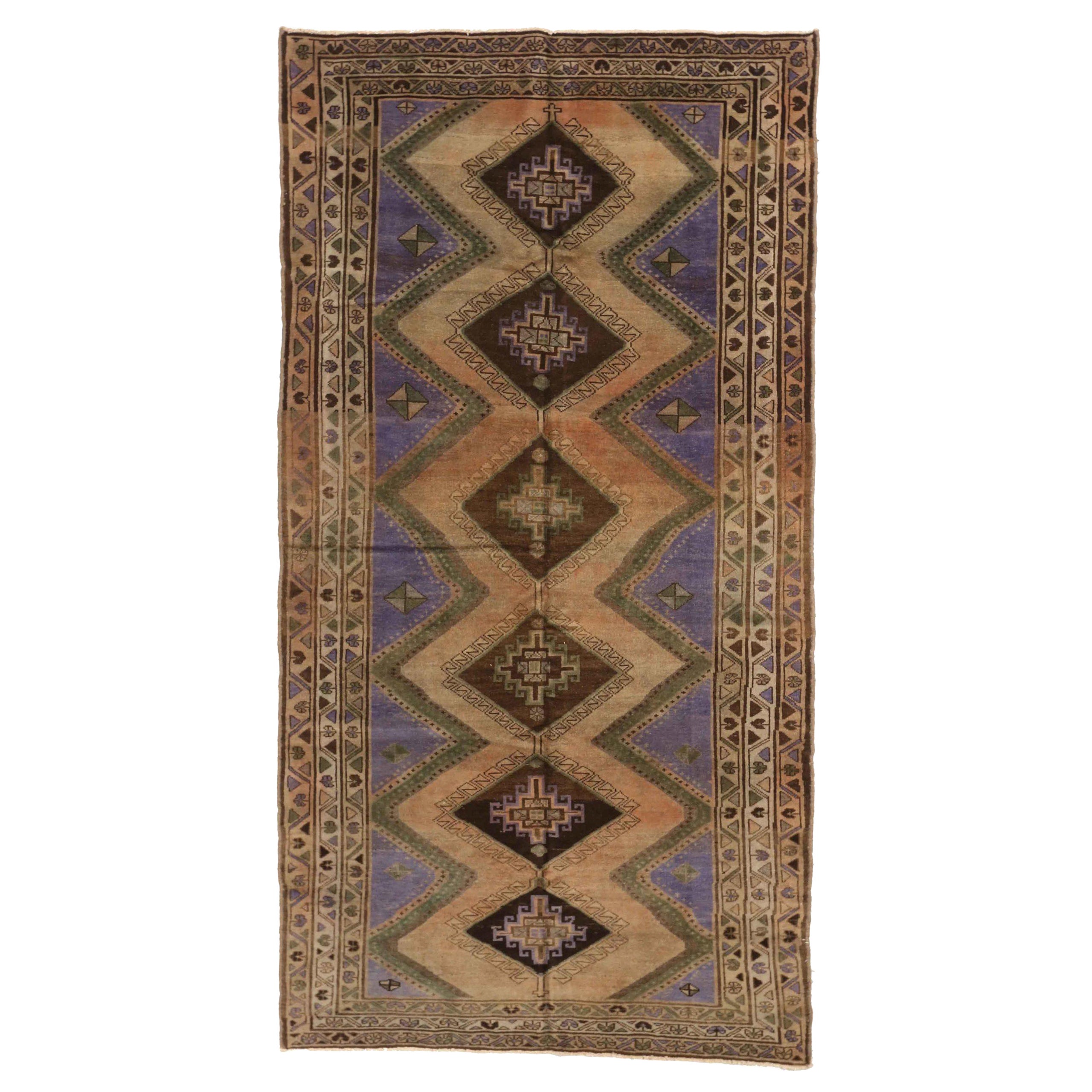 Tappeto persiano Varamin piccolo, circa 1910 - Lana Marrone Verde Avorio Purpel 74065