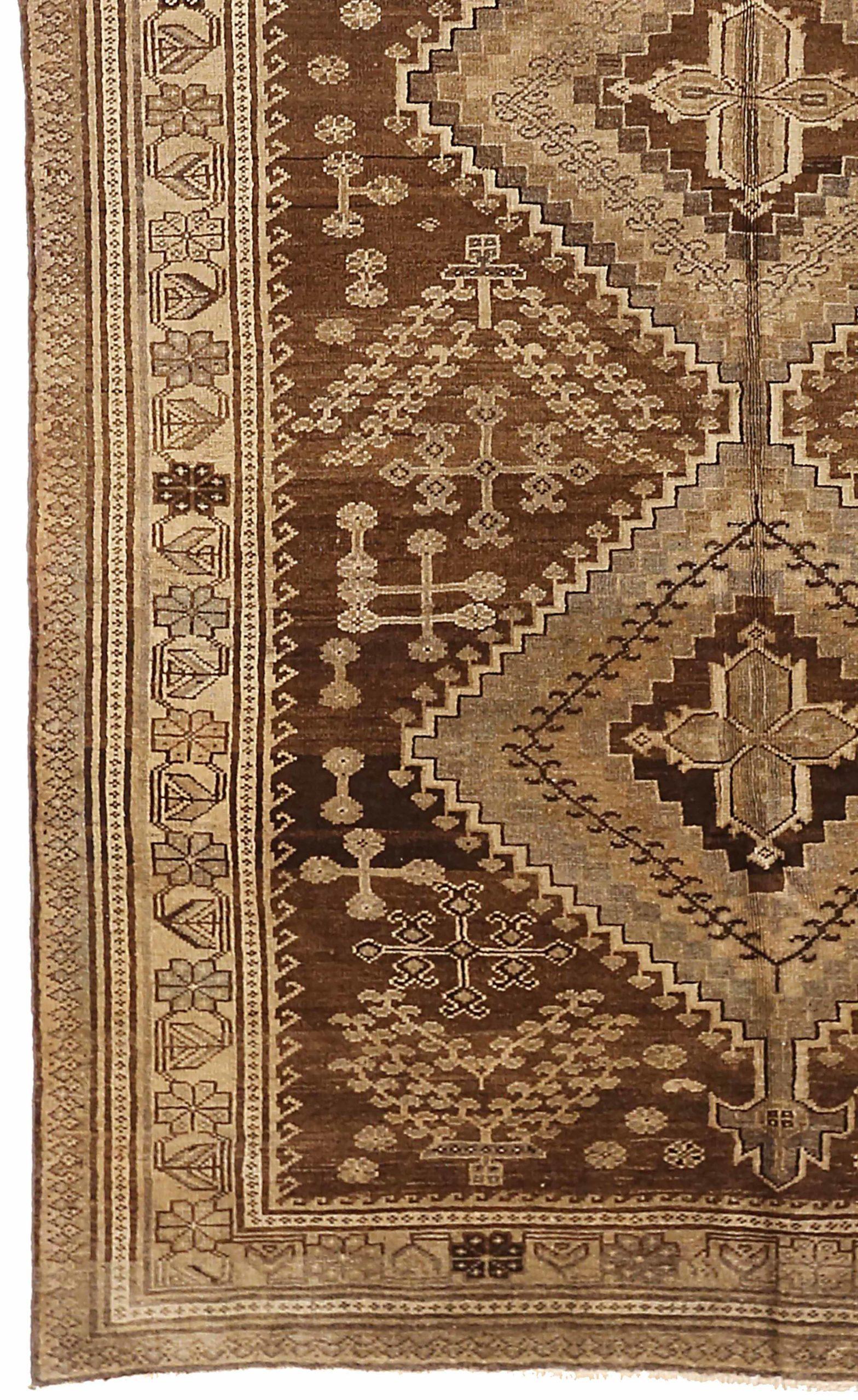 Persischer Varamin Kleinteppich CIRCA 1910 - Wolle Braun Elfenbein 73985 (Asiatisch) im Angebot