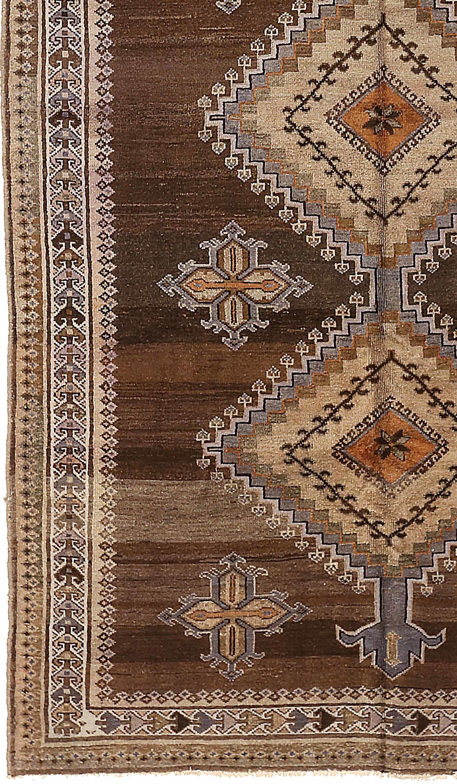 Alfombra Persa Varamin Pequeña Circa 1910 - Lana Marrón Marfil Naranja 73987 Asiático en venta