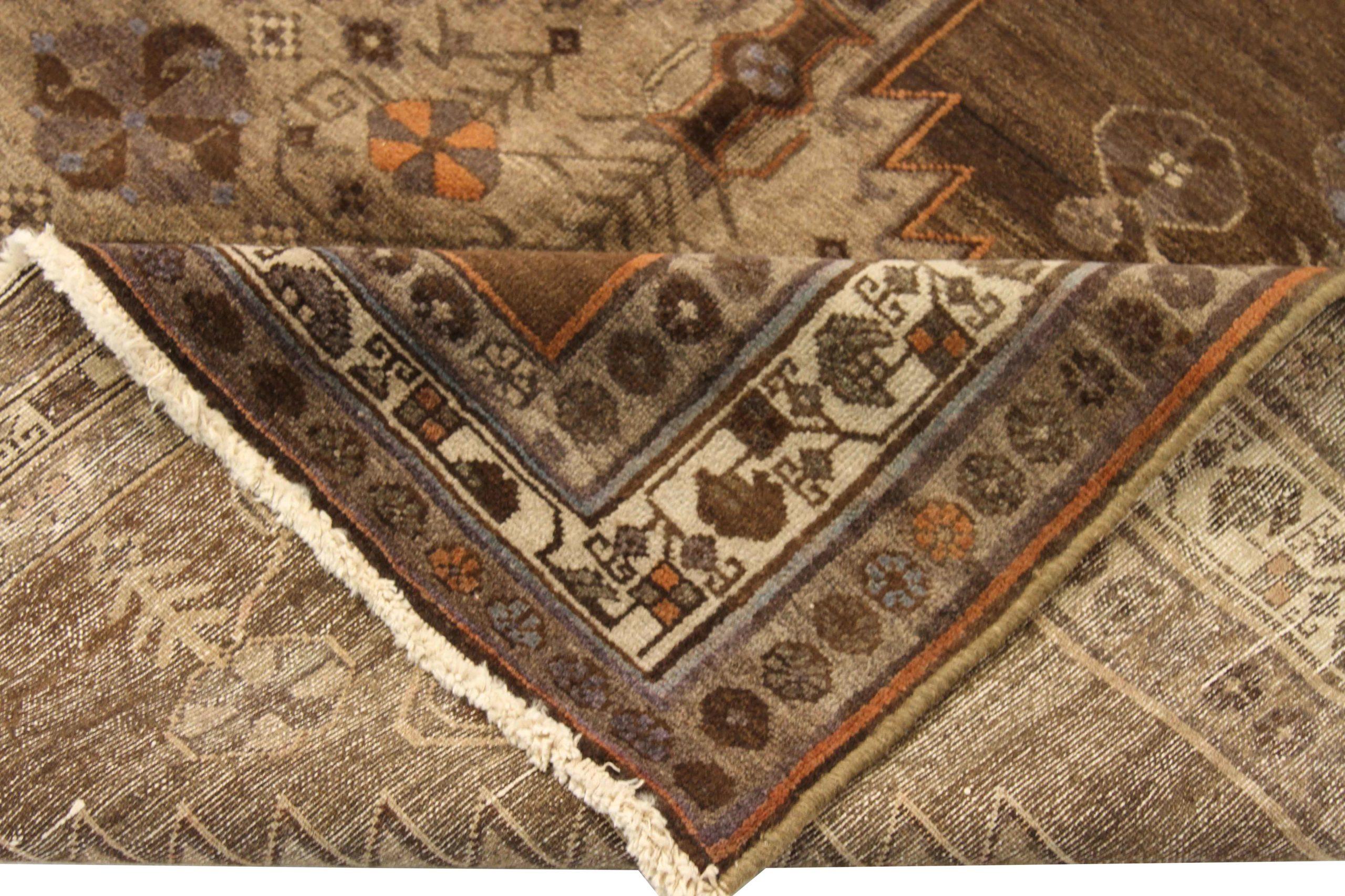 Persischer Varamin Kleinteppich CIRCA 1910 - Wolle Braun Elfenbein Orange 74053 (Asiatisch) im Angebot