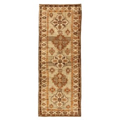 Petit tapis persan Varamin Circa 1910 - Laine Brown Ivory Orange Design - 75557