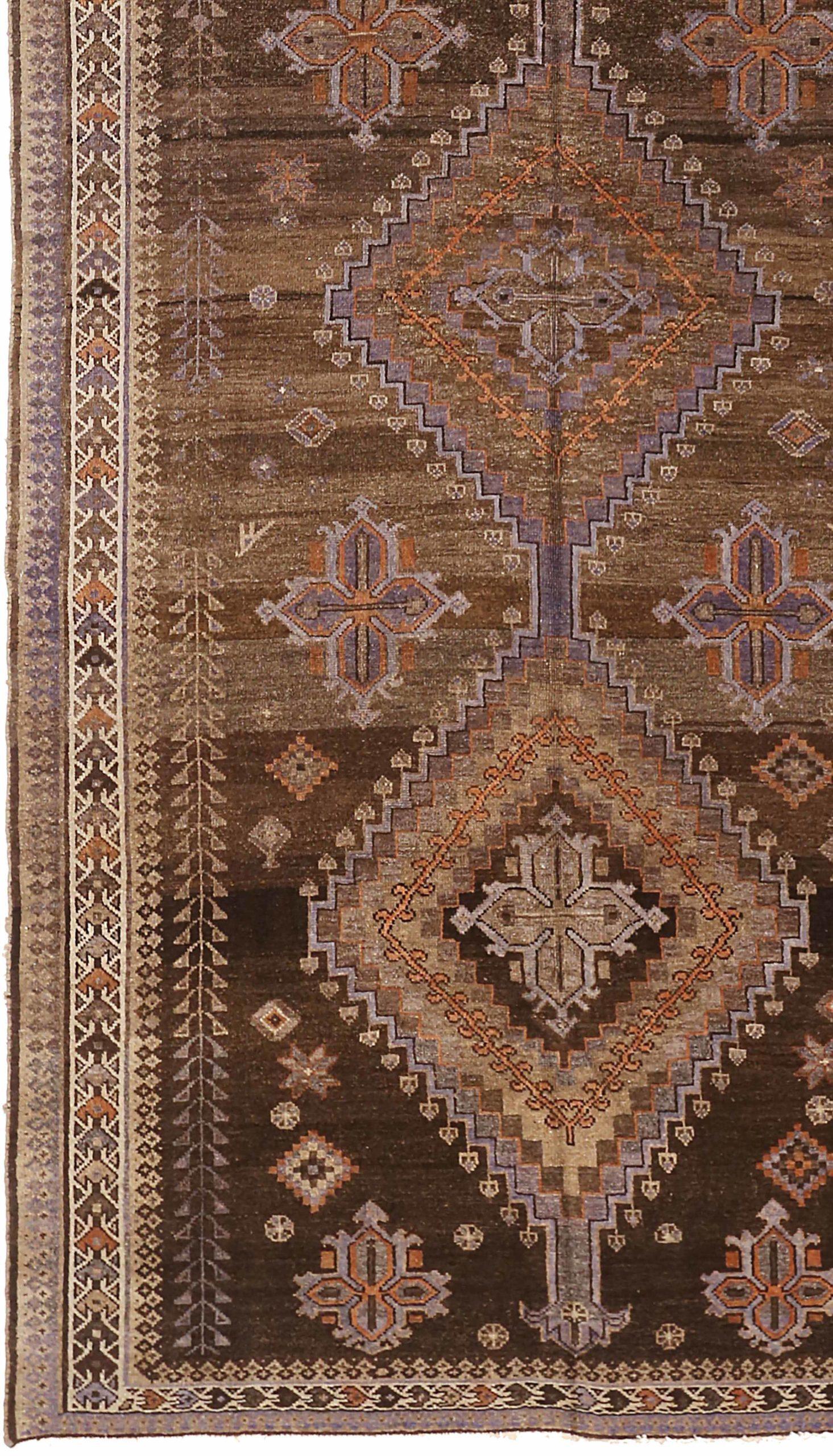 Alfombra Persa Varamin Pequeña Circa 1910 - Lana Marrón Marfil Naranja Purpel 74008 Asiático en venta