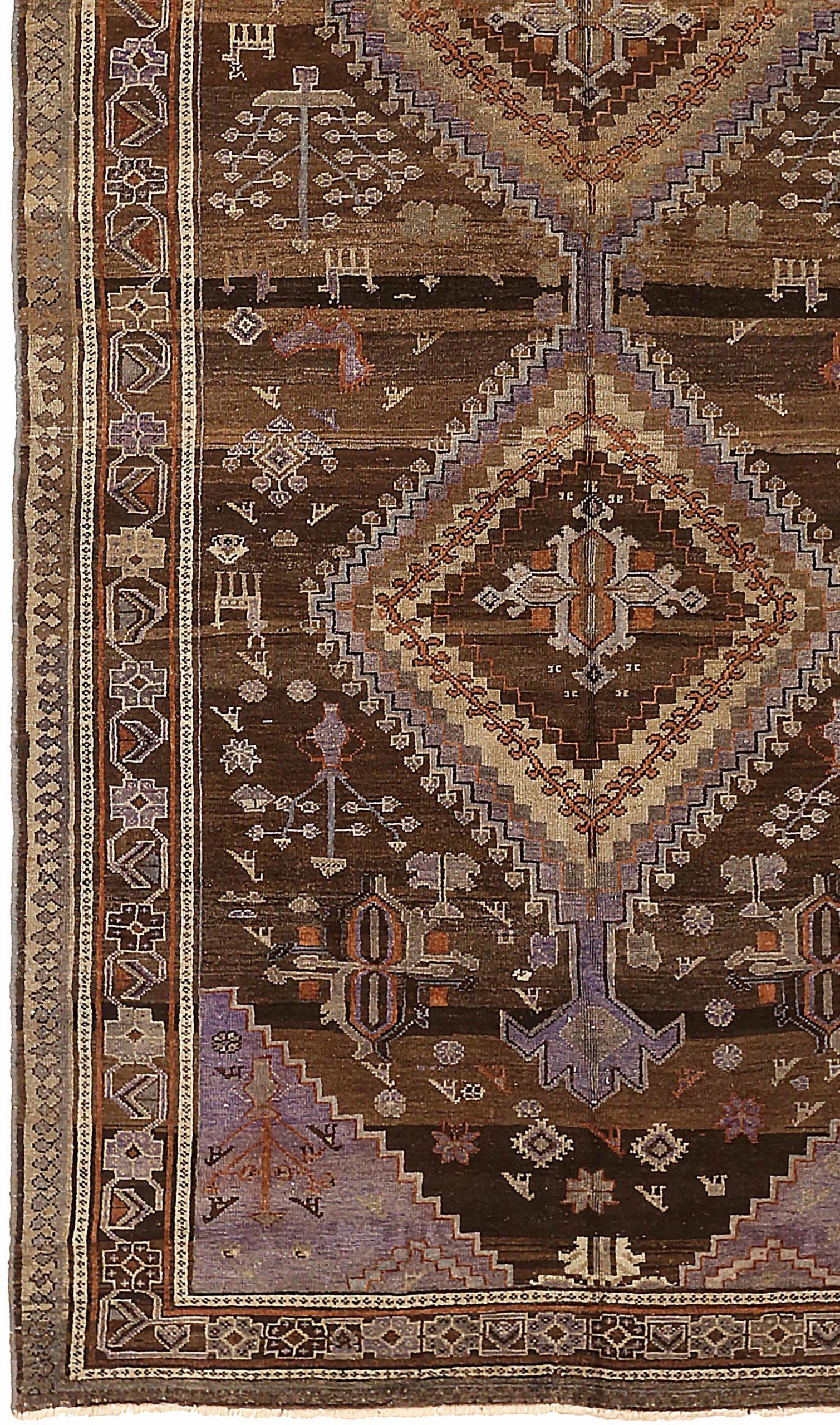 Persischer Varamin Kleinteppich CIRCA 1910 - Wolle Braun Elfenbein Purpel 73994 (Asiatisch) im Angebot