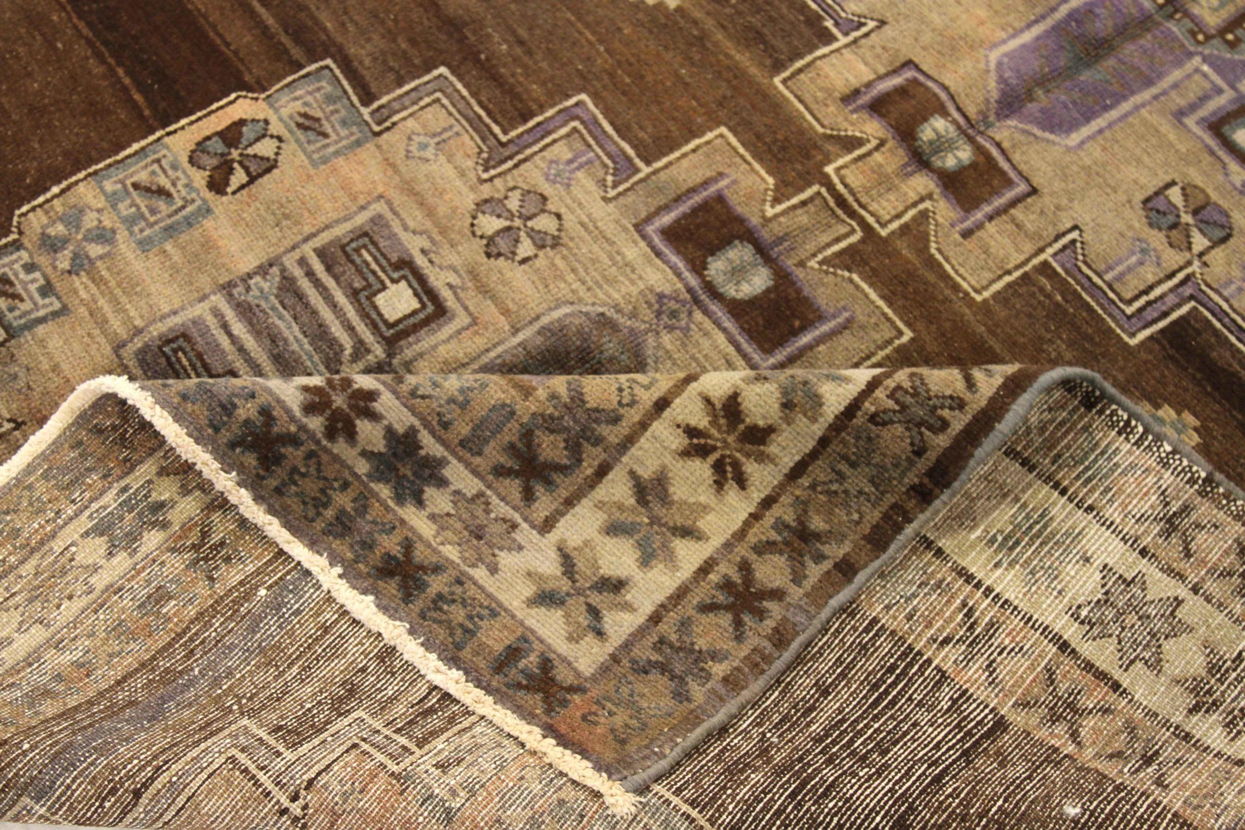 Alfombra Persa Varamin Pequeña Circa 1910 - Lana Marrón Marfil Purpel 74048 Asiático en venta
