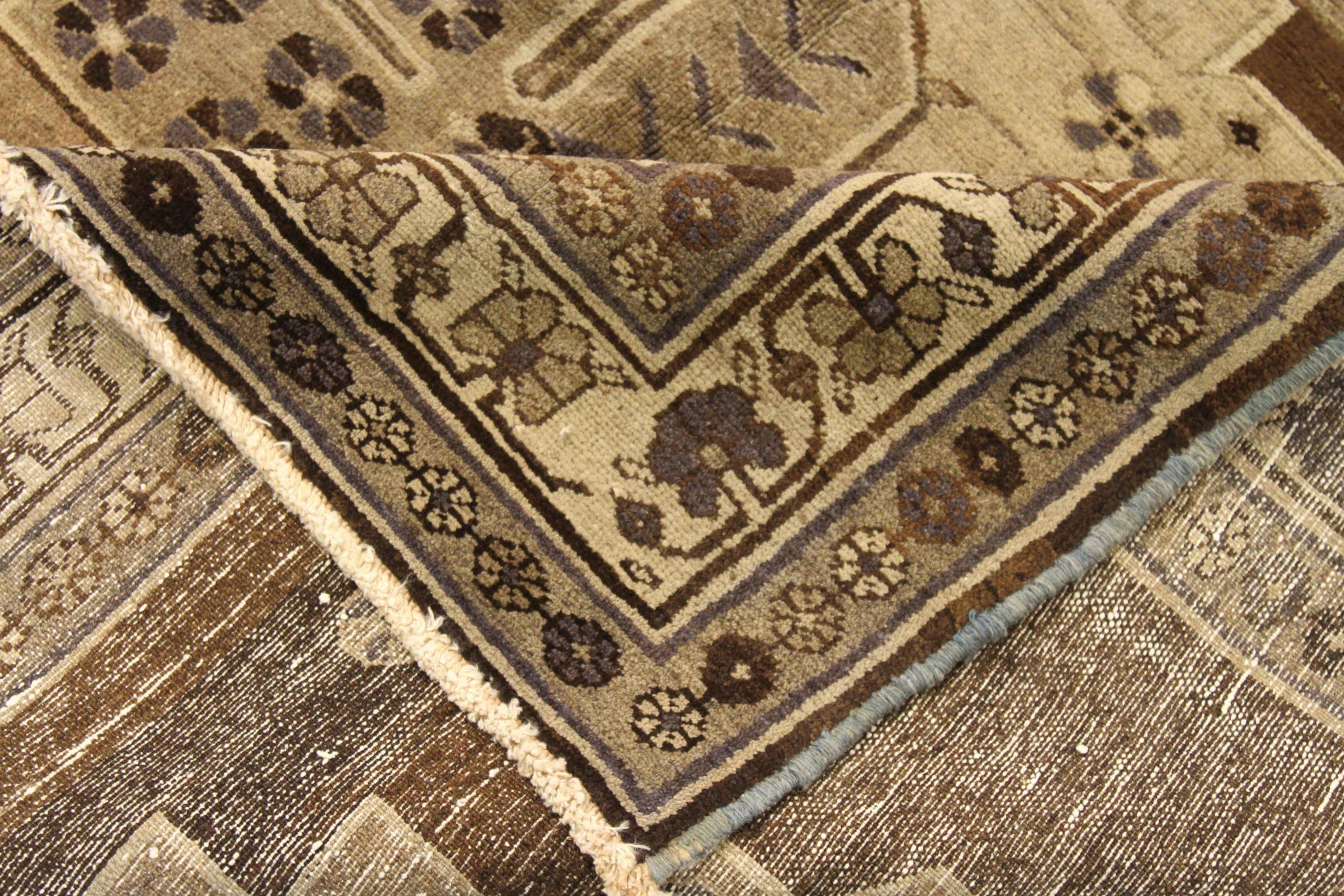 Persischer Varamin Kleinteppich CIRCA 1910 - Wolle Braun Elfenbein Purpel 74071 (Asiatisch) im Angebot