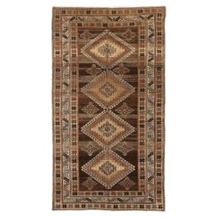 Persian Varamin Small Rug Circa 1910 - Wool Brown Ivory Red 73992