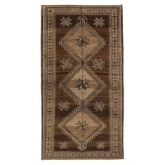 Petit tapis persan Varamin Circa 1910 - Laine Brown Ivoire Taupe 74124