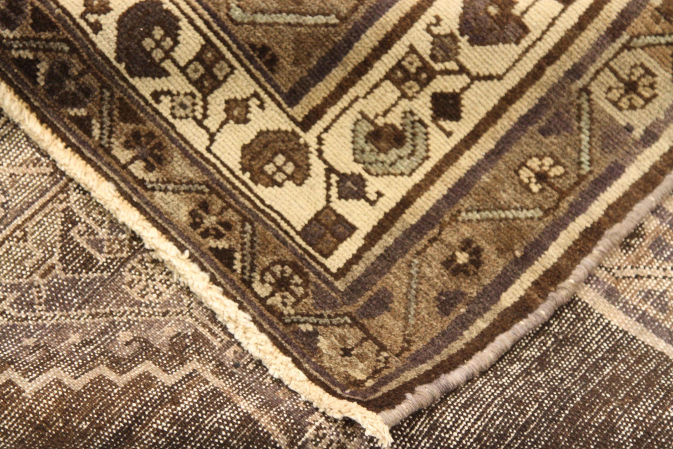 Asiatico Tappeto persiano Varamin Piccolo Circa 1910 - Lana Marrone Avorio Taupe 74128 in vendita