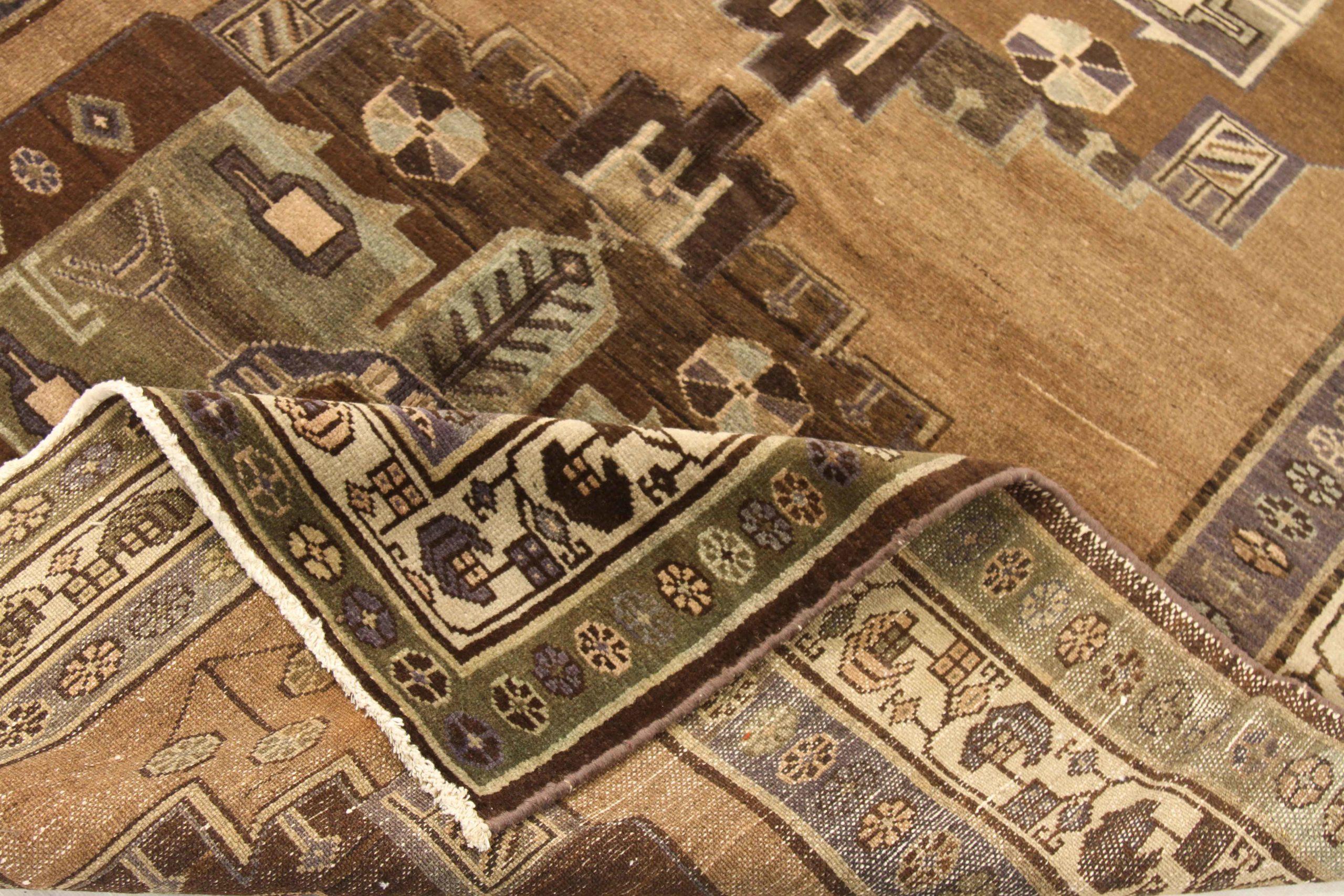 Alfombra Persa Varamin Pequeña Circa 1910 - Lana Marrón Marfil Terracota 74070 Asiático en venta