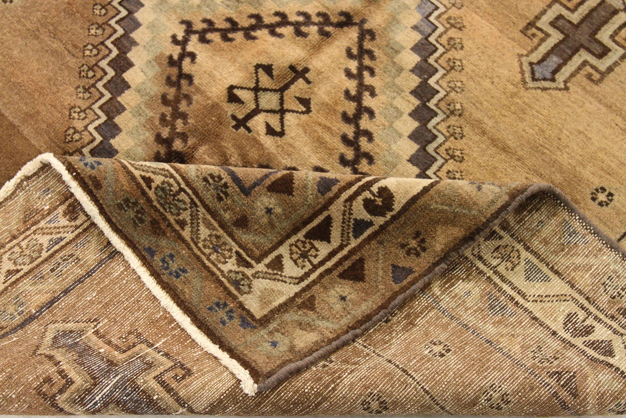 Asiatico Tappeto persiano Varamin Piccolo Circa 1910 - Lana Marrone Avorio Giallo 74121 in vendita