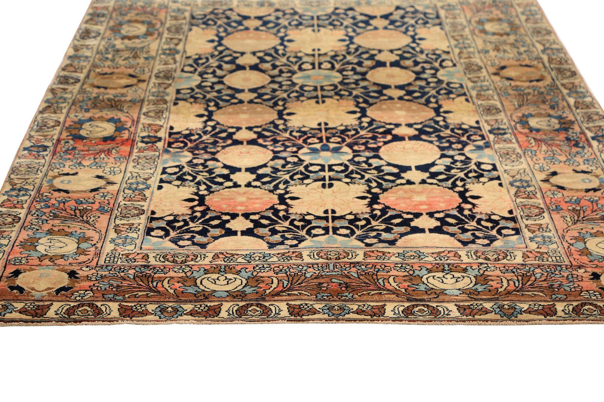 Irakien Tapis persan Varamin Small Design - Laine Noir Design - 96812 en vente