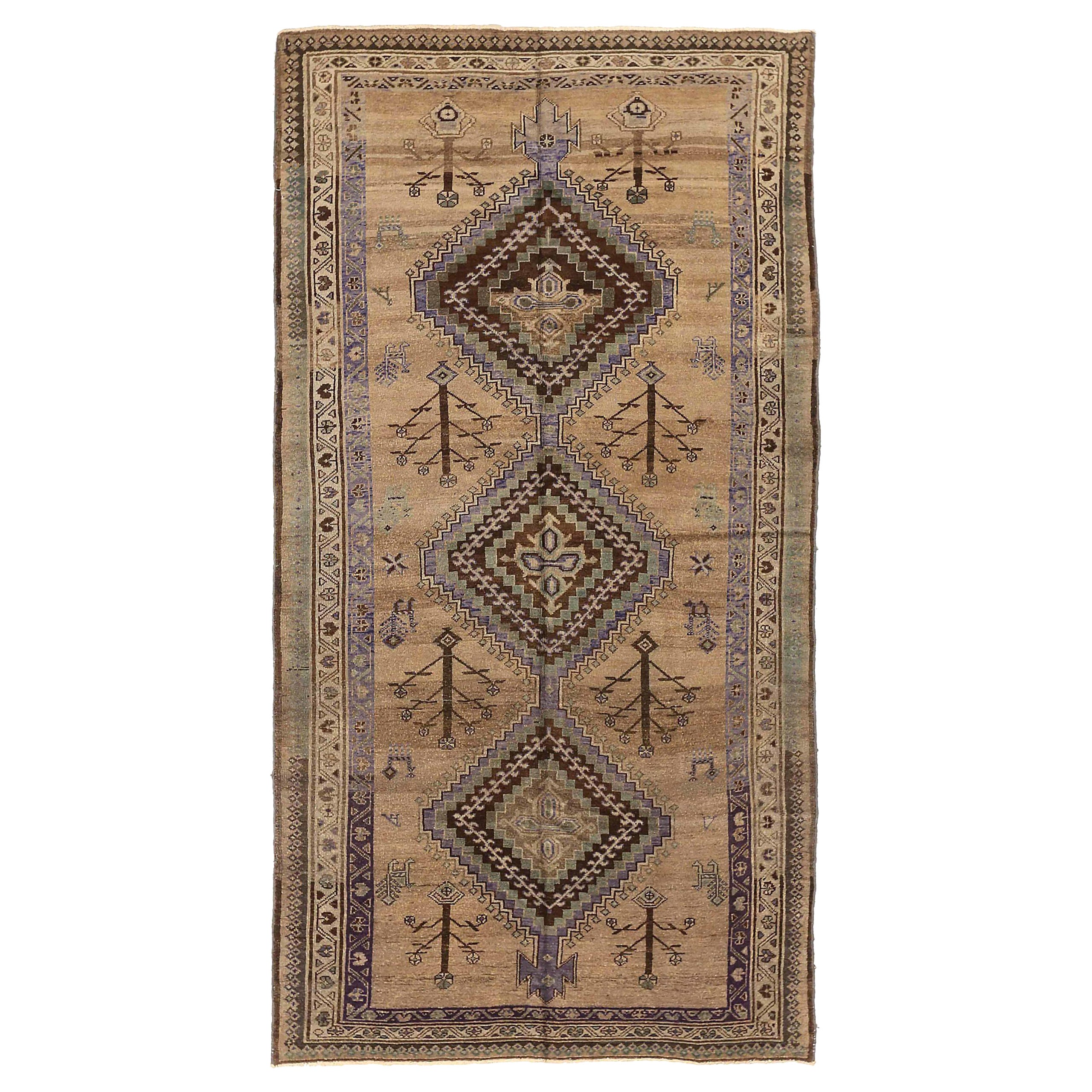 Tappeto persiano Varamin Small - Lana Marrone Avorio Purpel 74010