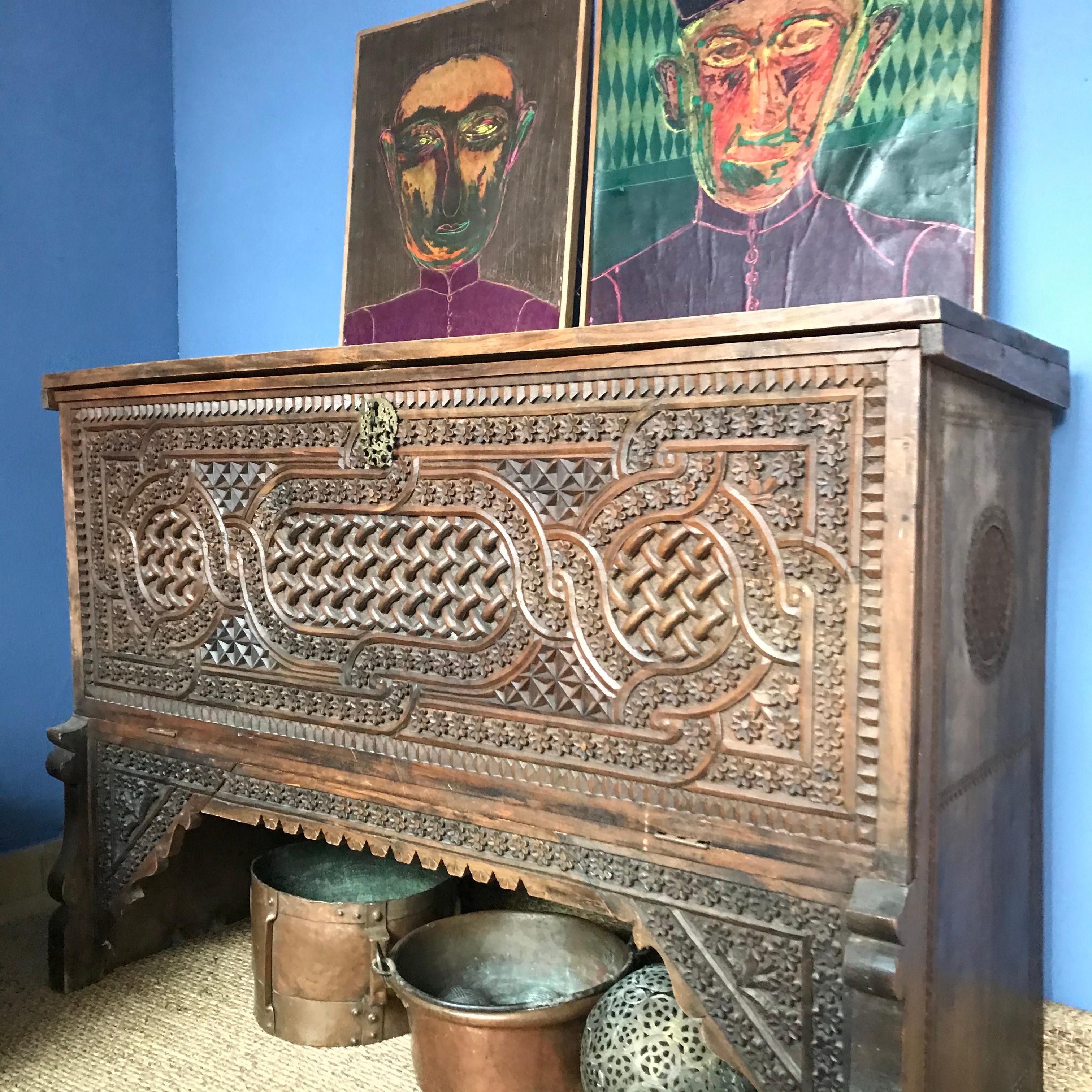 Persian Wooden Chest For Sale 2