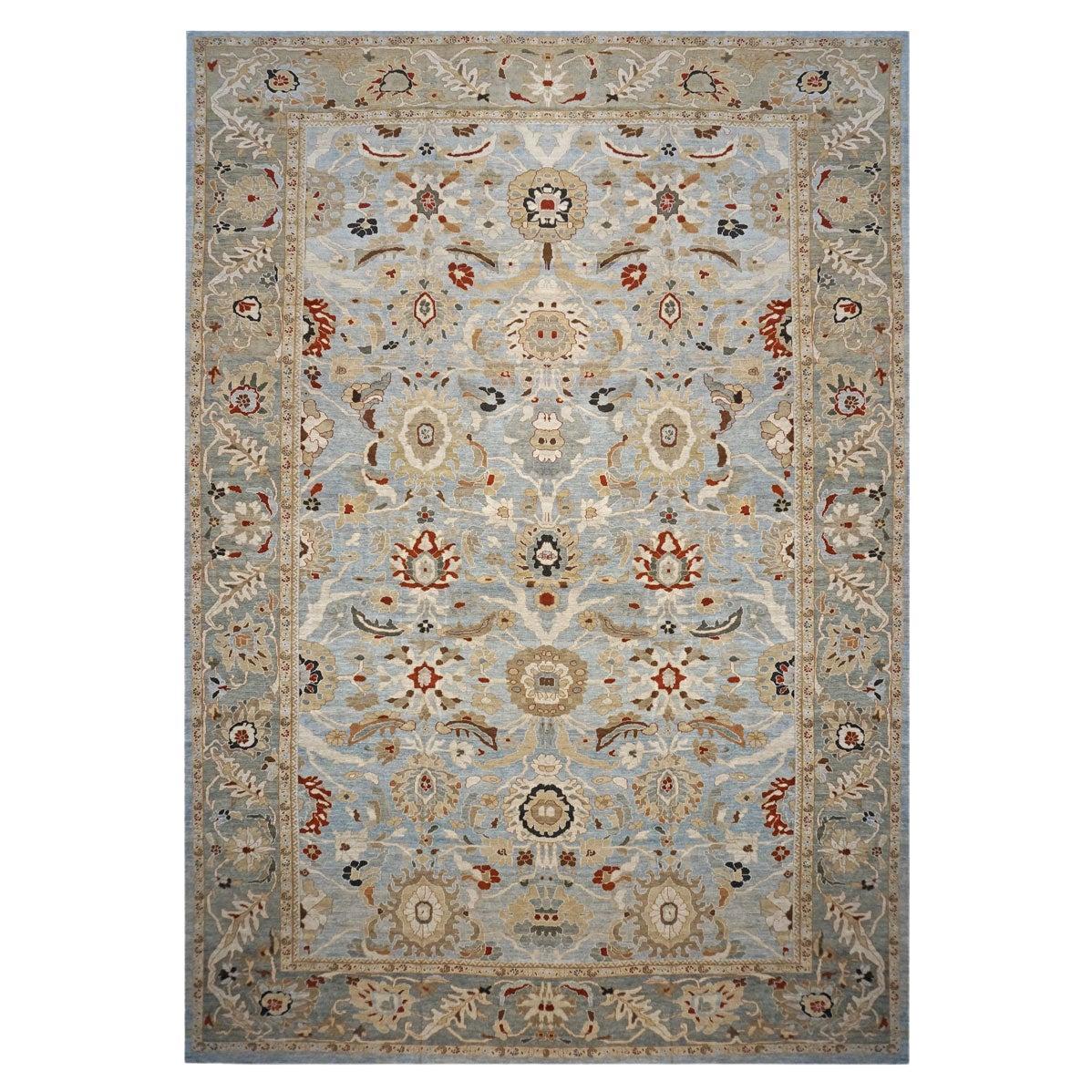 Persian Wool Sultanabad 14 x 20 Ivory, Light Blue & Rust Handmade Area Rug im Angebot