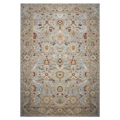Persian Wool Sultanabad 14 x 20 Ivory, Light Blue & Rust Handmade Area Rug