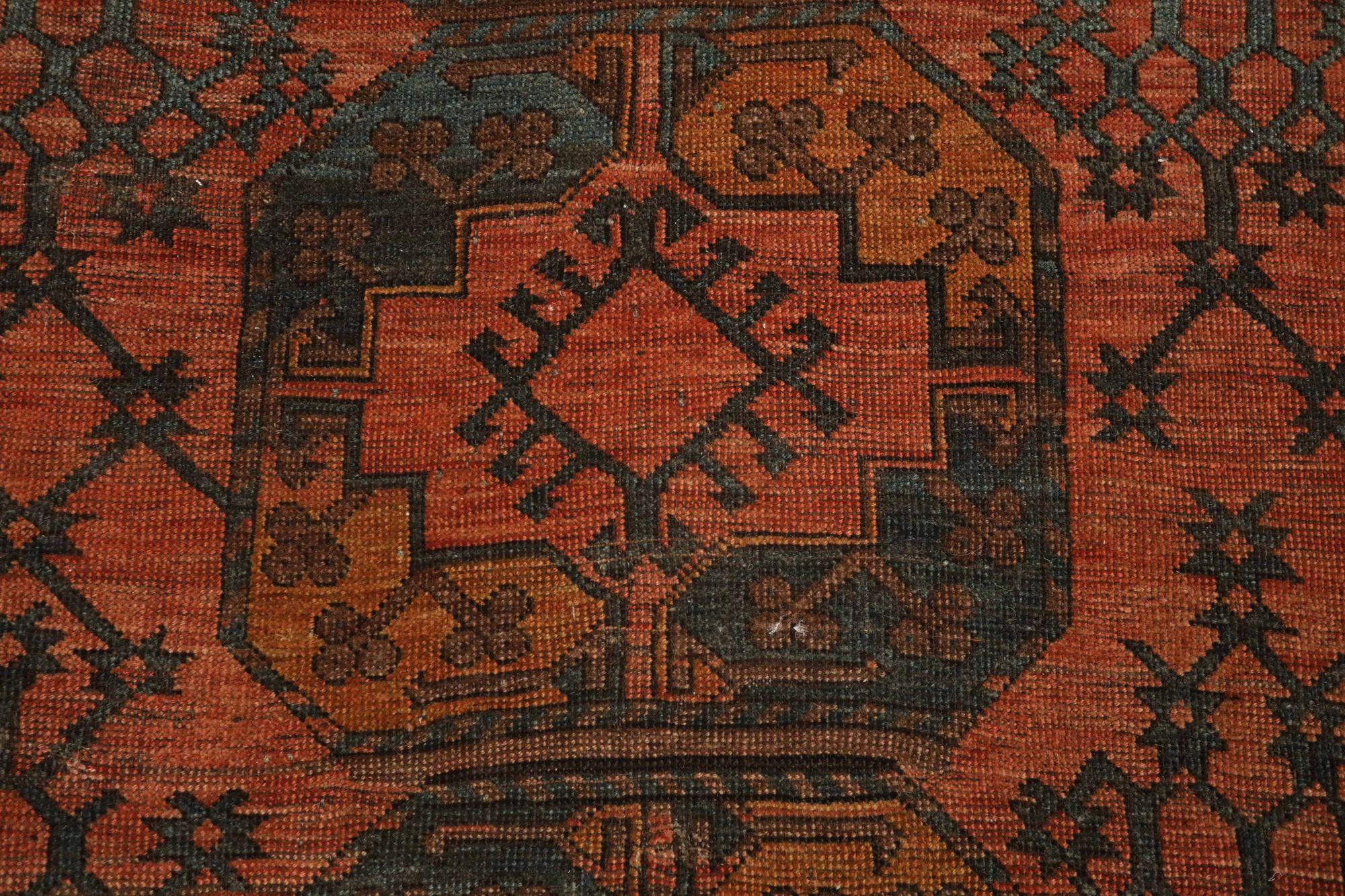 Persischer Yamoud Kleiner Teppich - Wolle Marineblau Rot Design - 93398 (Irakisch) im Angebot
