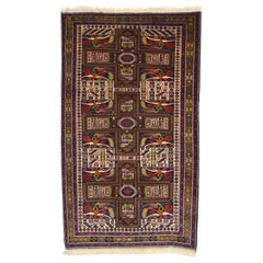 Vintage 1940s Persian Zabol Rug, Zoroastrian Motif, 4x7