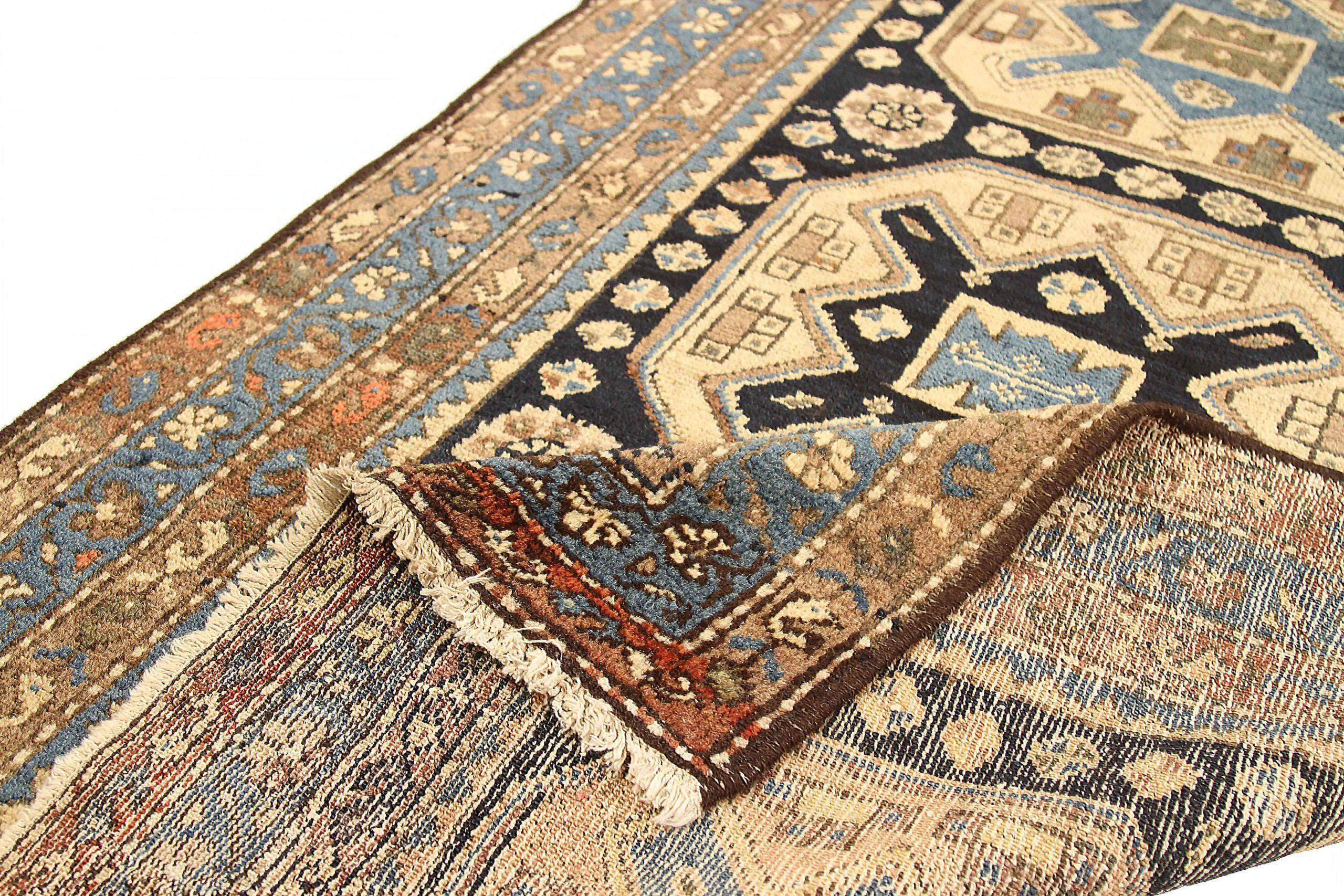 Persischer Zanjan Kleiner Teppich aus Wolle in Schwarz, Blau und Elfenbein 71292 im Zustand „Hervorragend“ im Angebot in Dallas, TX