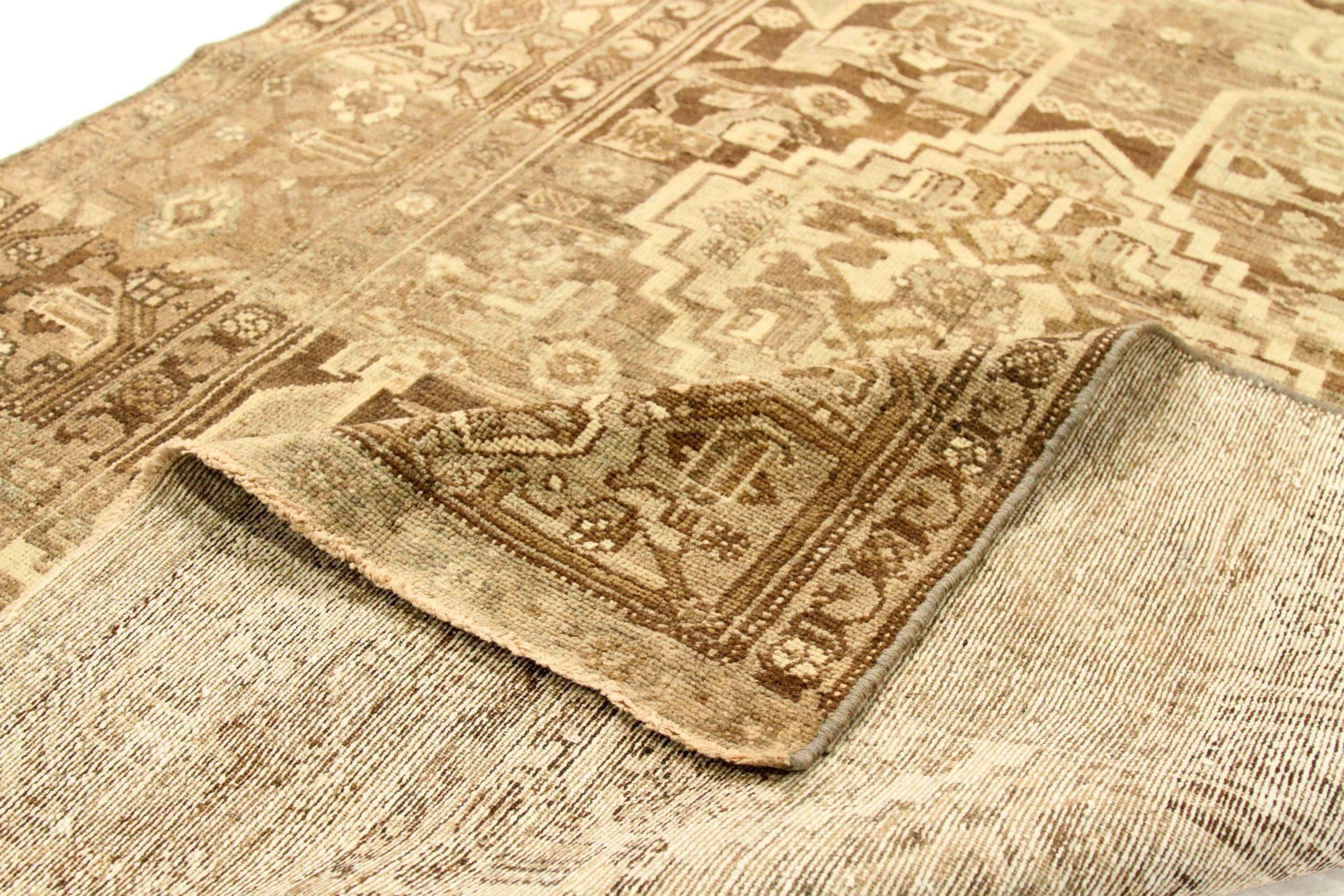 Asiatico Tappeto Persiano Zanjan Small - Lana Marrone Avorio Taupe Design - 75626 in vendita
