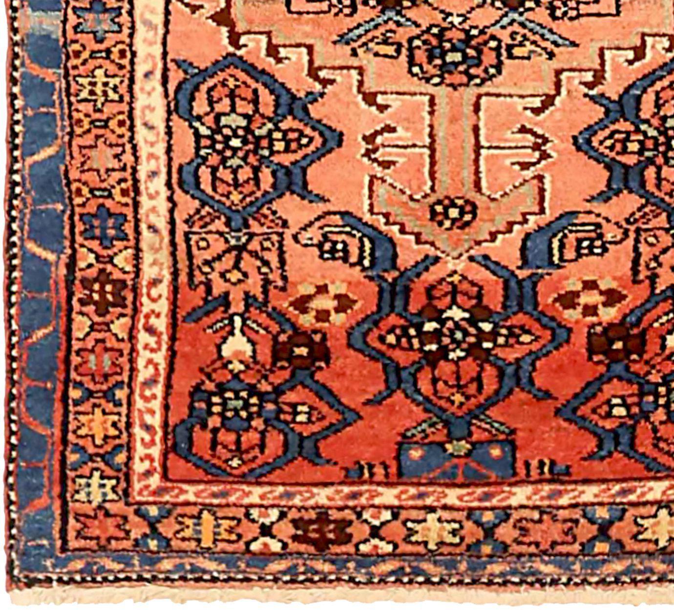 Alfombra Persa Zanjan Pequeña Circa 1910 - Lana Azul Marfil Rosa 71273 Asiático en venta
