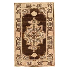 Alfombra Persa Zanjan Pequeña Circa 1910 - Lana Marrón Marfil 73602