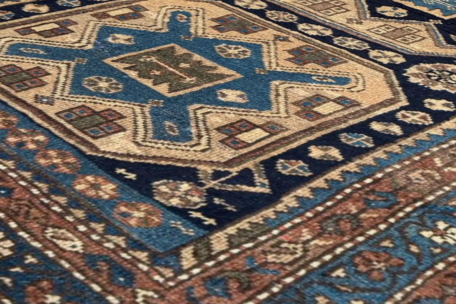 Alfombra Persa Zanjan Pequeña - Lana Negro Azul Marfil 71292 en venta 1