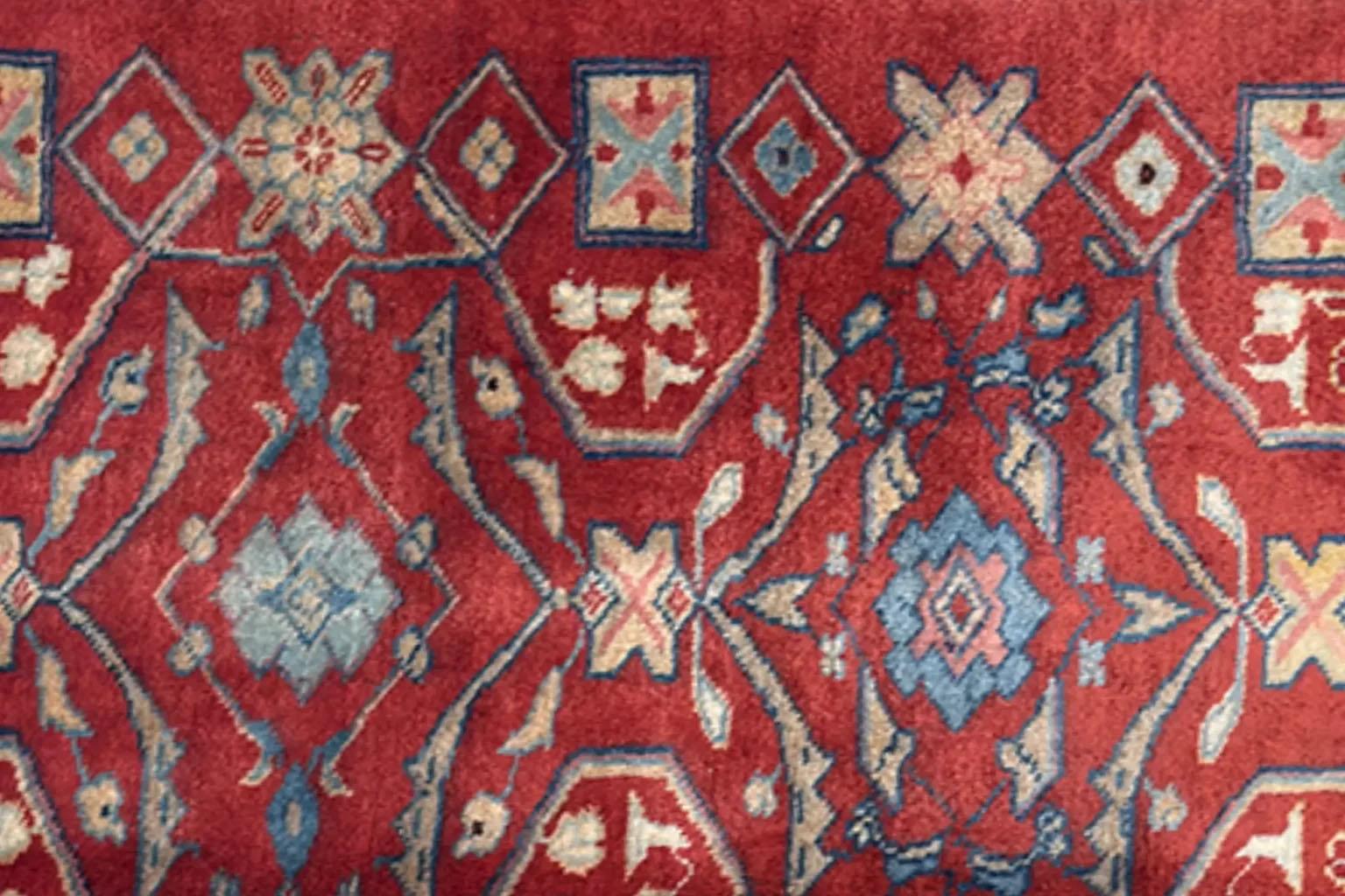 Persian Zanjan Small Rug - Wool Blue Ivory Red For Sale 1