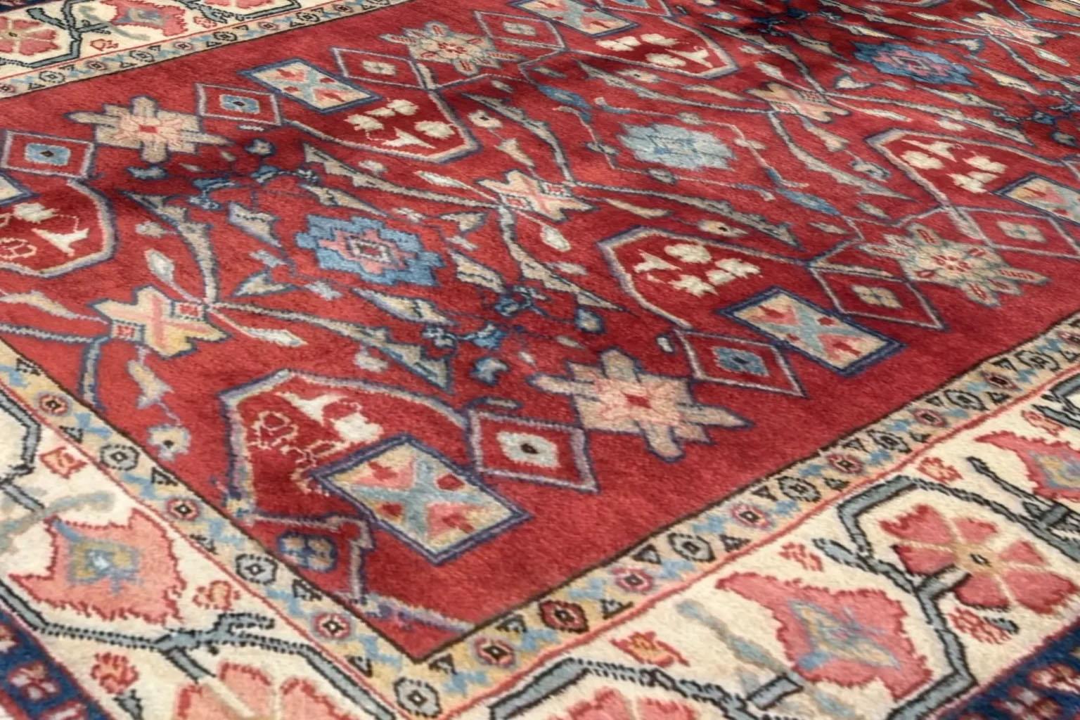 Persian Zanjan Small Rug - Wool Blue Ivory Red For Sale 2