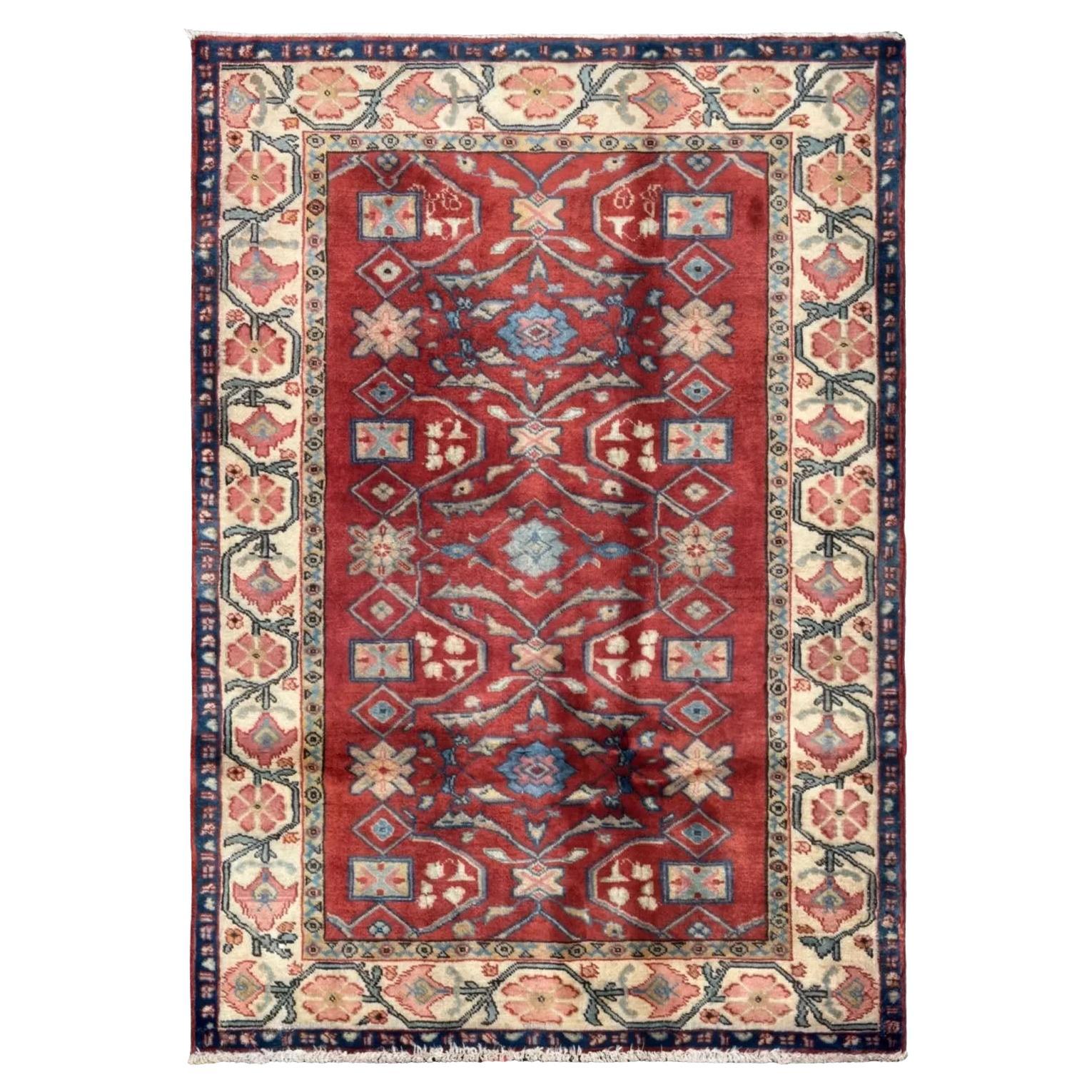 Tappeto Persiano Zanjan Piccolo - Lana Blu Avorio Rosso 75007