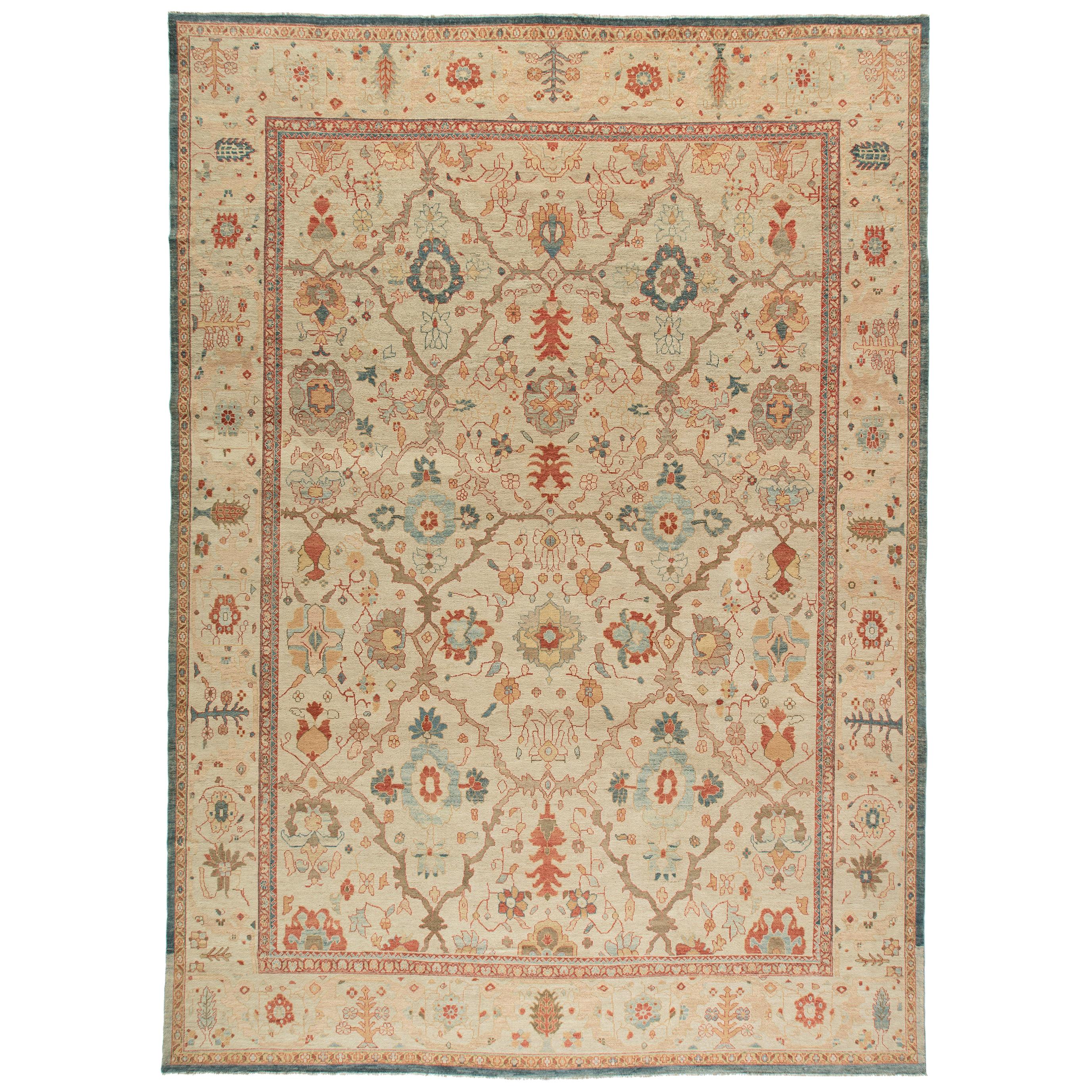 Persian Ziegler Sultanabad Hand Knotted Rug in Beige