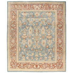 Persischer handgeknüpfter Sultanabad-Teppich in Blassblau und Rostfarben von Ziegler