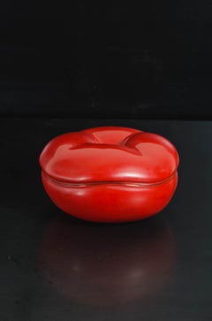 Persimmon Box, Red Lacquer by Robert Kuo, Hand Repousse, Limited Edition