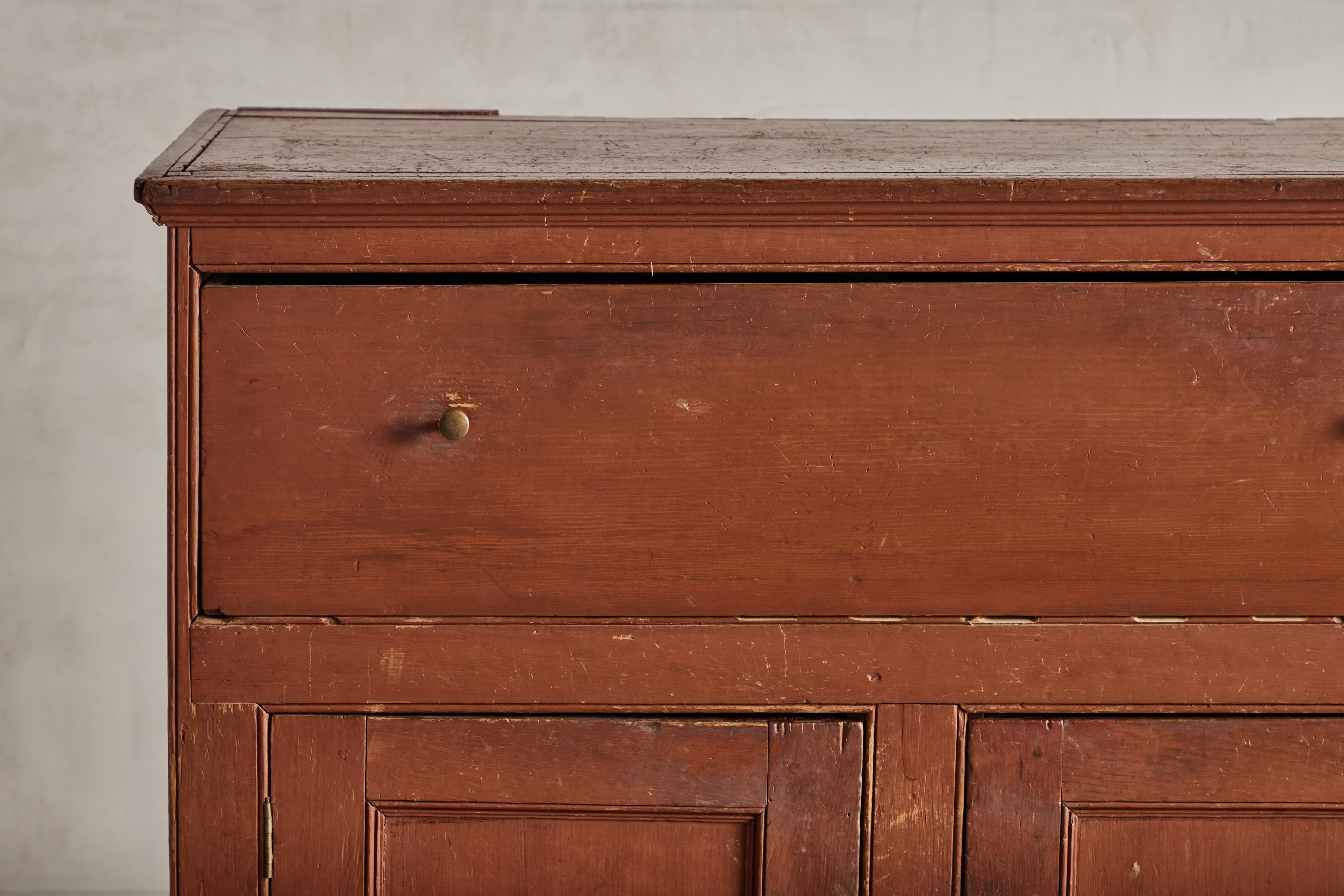 Persimmon Finish Rustic Sideboard In Good Condition In Los Angeles, CA
