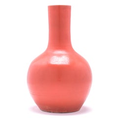 Persimmon Orange Bottleneck Vase