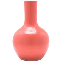 Persimmon Orange Stick Neck Vase