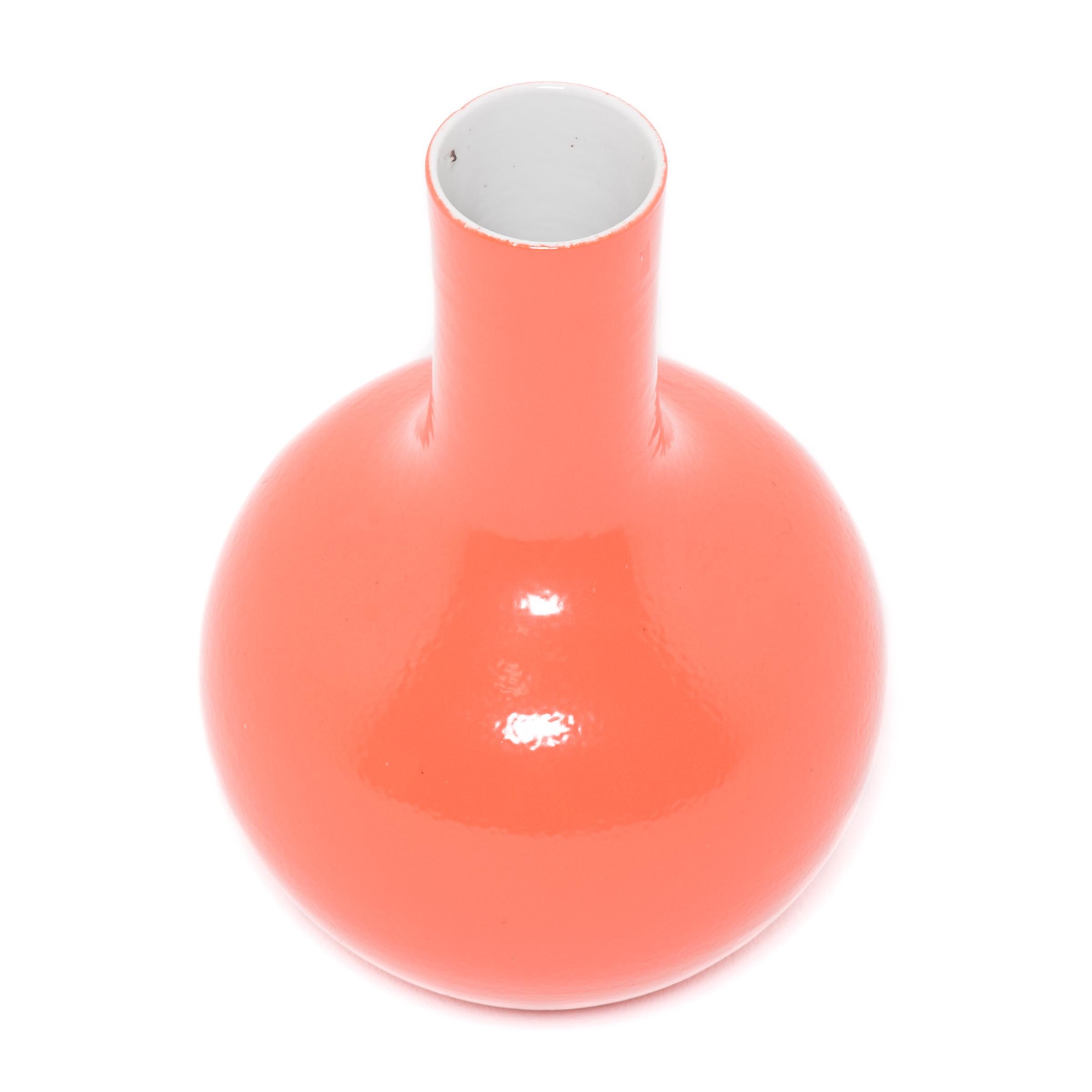 Modern Persimmon Orange Bottleneck Vase