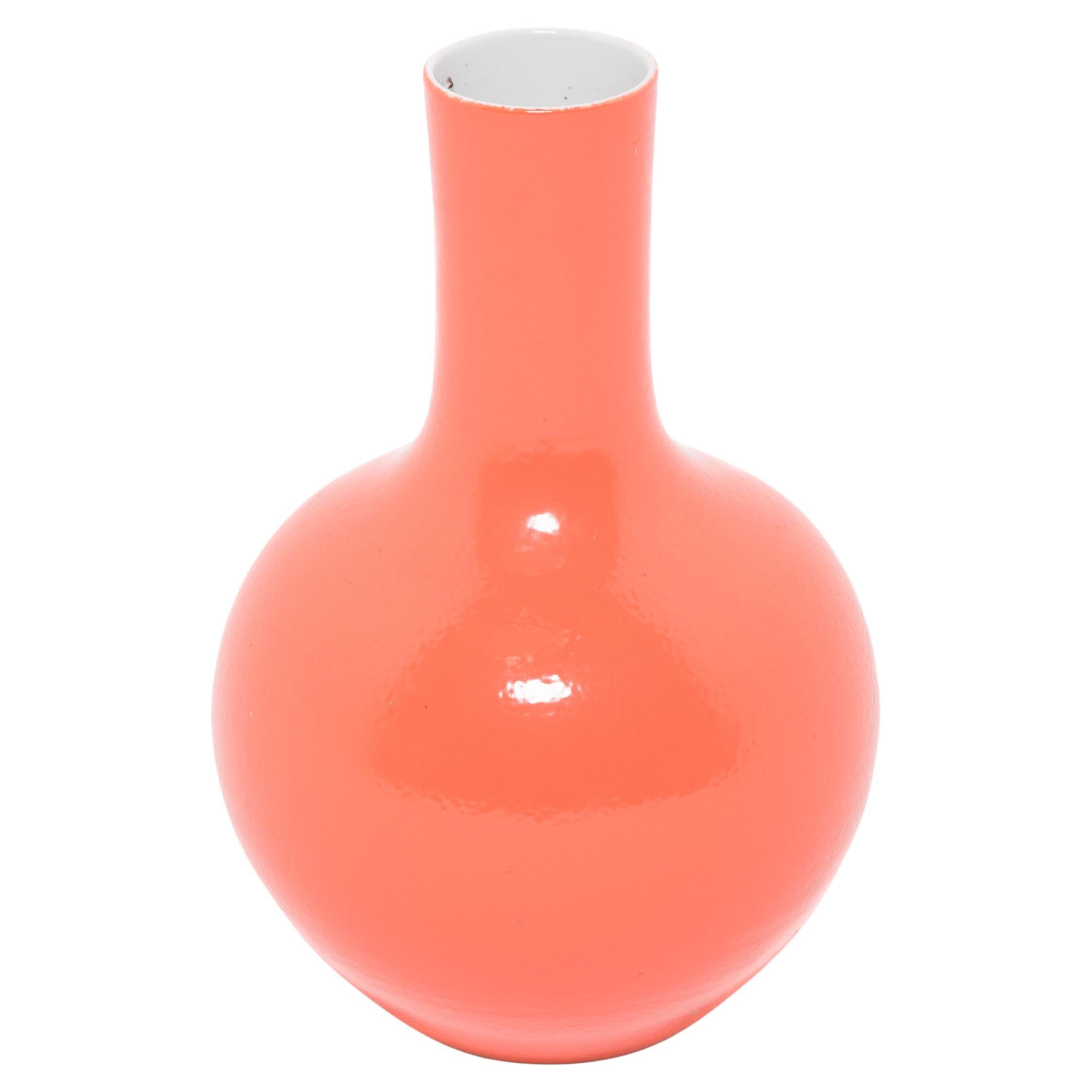 Persimmon Orange Bottleneck Vase