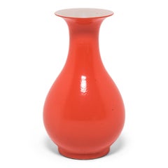 Persimmon-Orange Glazed Pear Vase