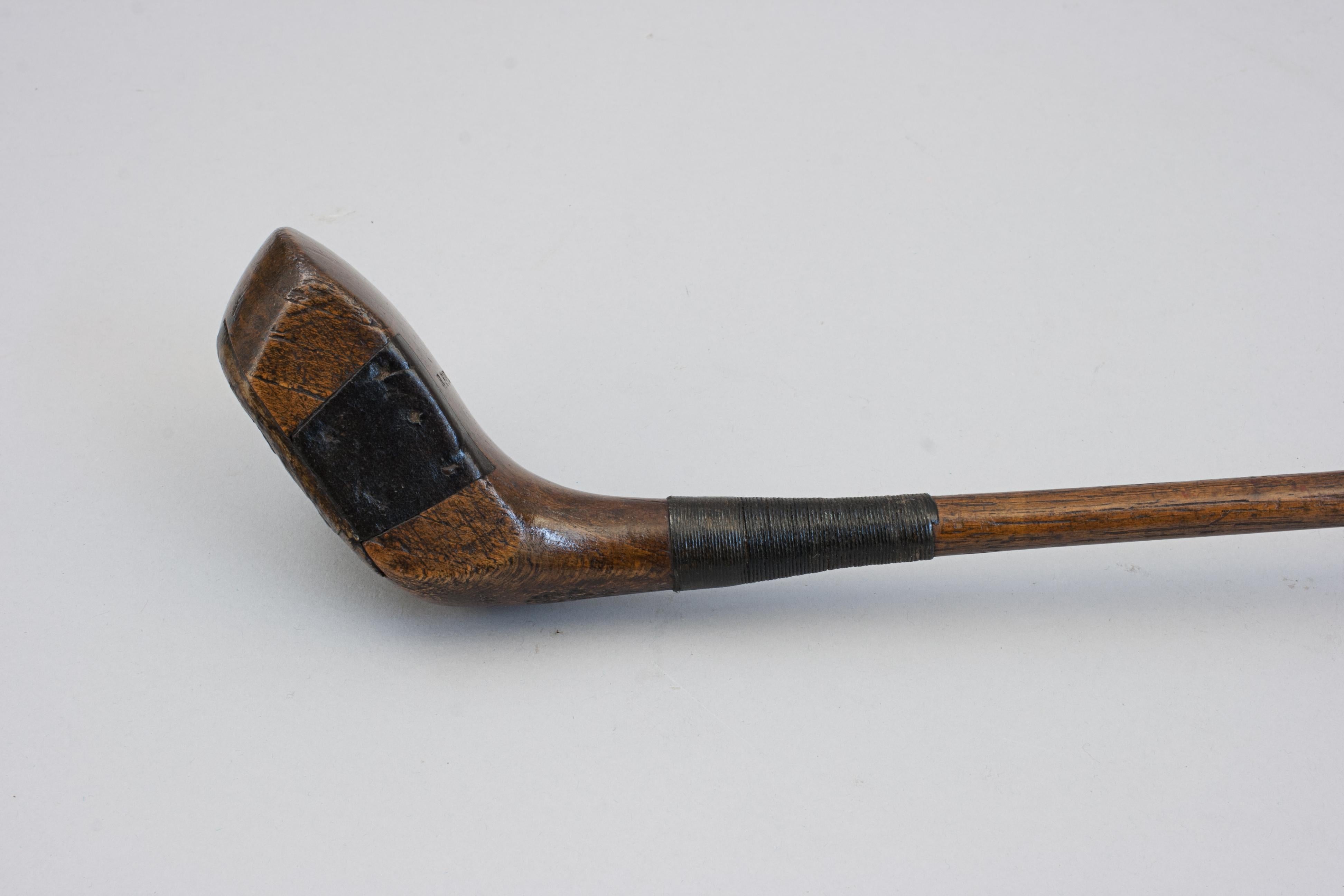 Early 20th Century Persimmon Wood Small Head Golf Club, Driver by R. Forgan For Sale