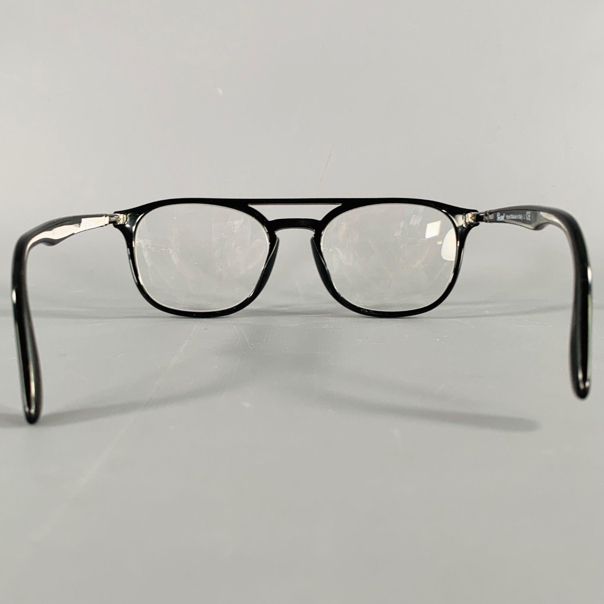 PERSOL Black Acetate Aviator Eyeglasses Frames In Good Condition For Sale In San Francisco, CA