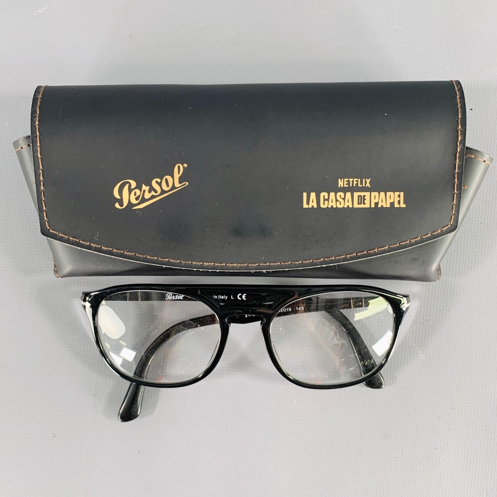 PERSOL Black Acetate Aviator Eyeglasses Frames For Sale 3