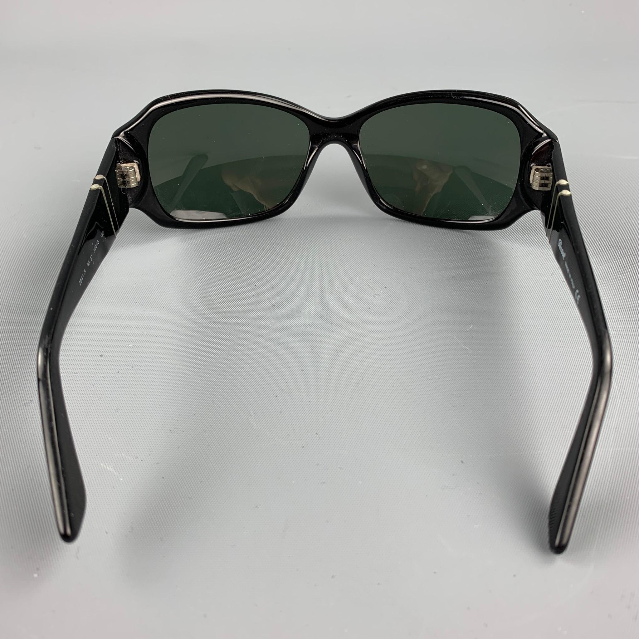 PERSOL Black Acetate Silver Trim Sunglasses In Good Condition In San Francisco, CA