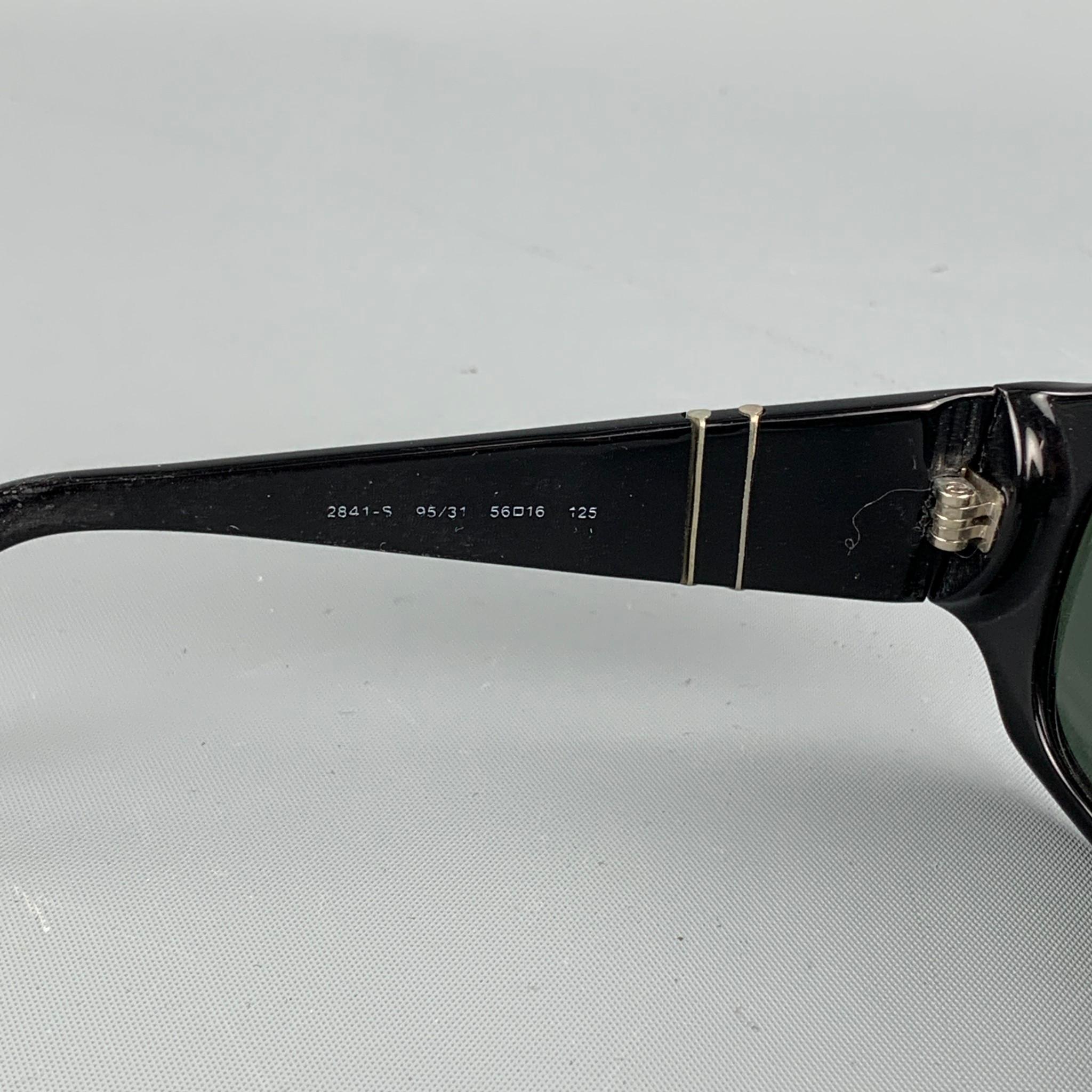 Men's PERSOL Black Acetate Silver Trim Sunglasses