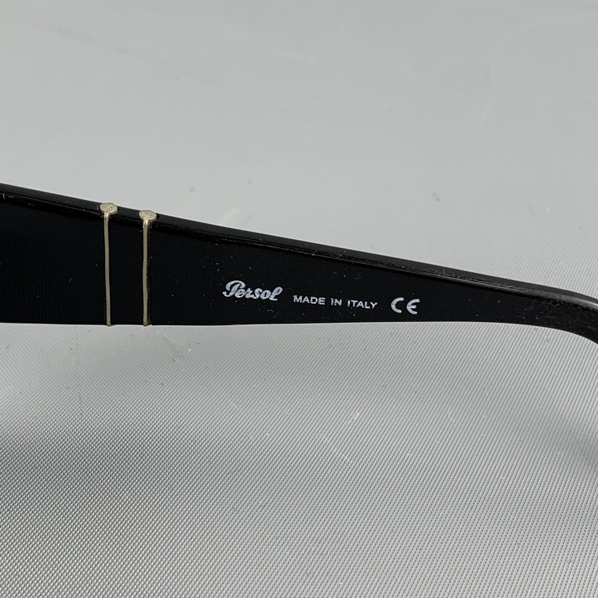 PERSOL Black Acetate Silver Trim Sunglasses 1