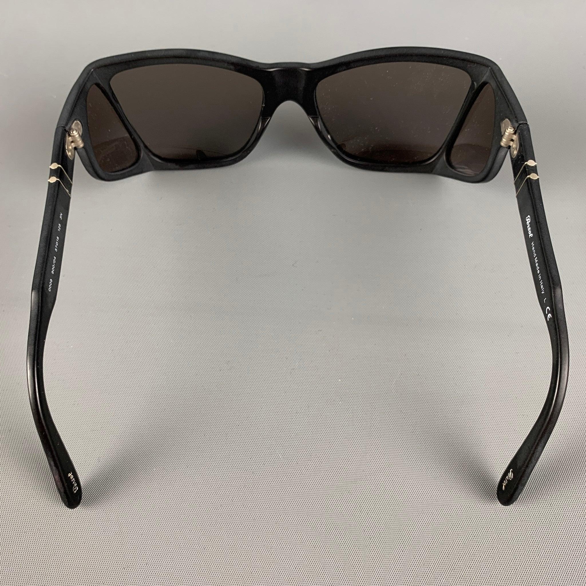 PERSOL Black Blue Acetate Shield Sunglasses In Good Condition In San Francisco, CA
