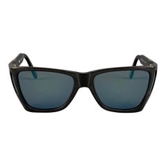 PERSOL Black Blue Acetate Shield Sunglasses