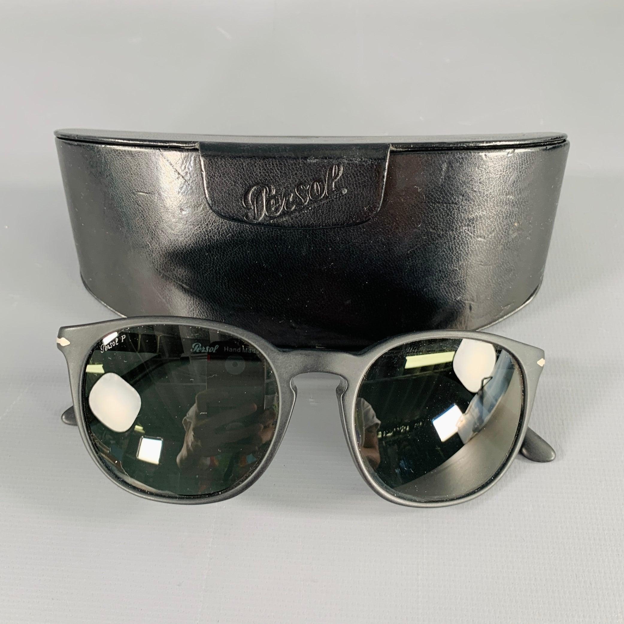 PERSOL Schwarze Silber Acetat-Sonnenbrille im Angebot 3