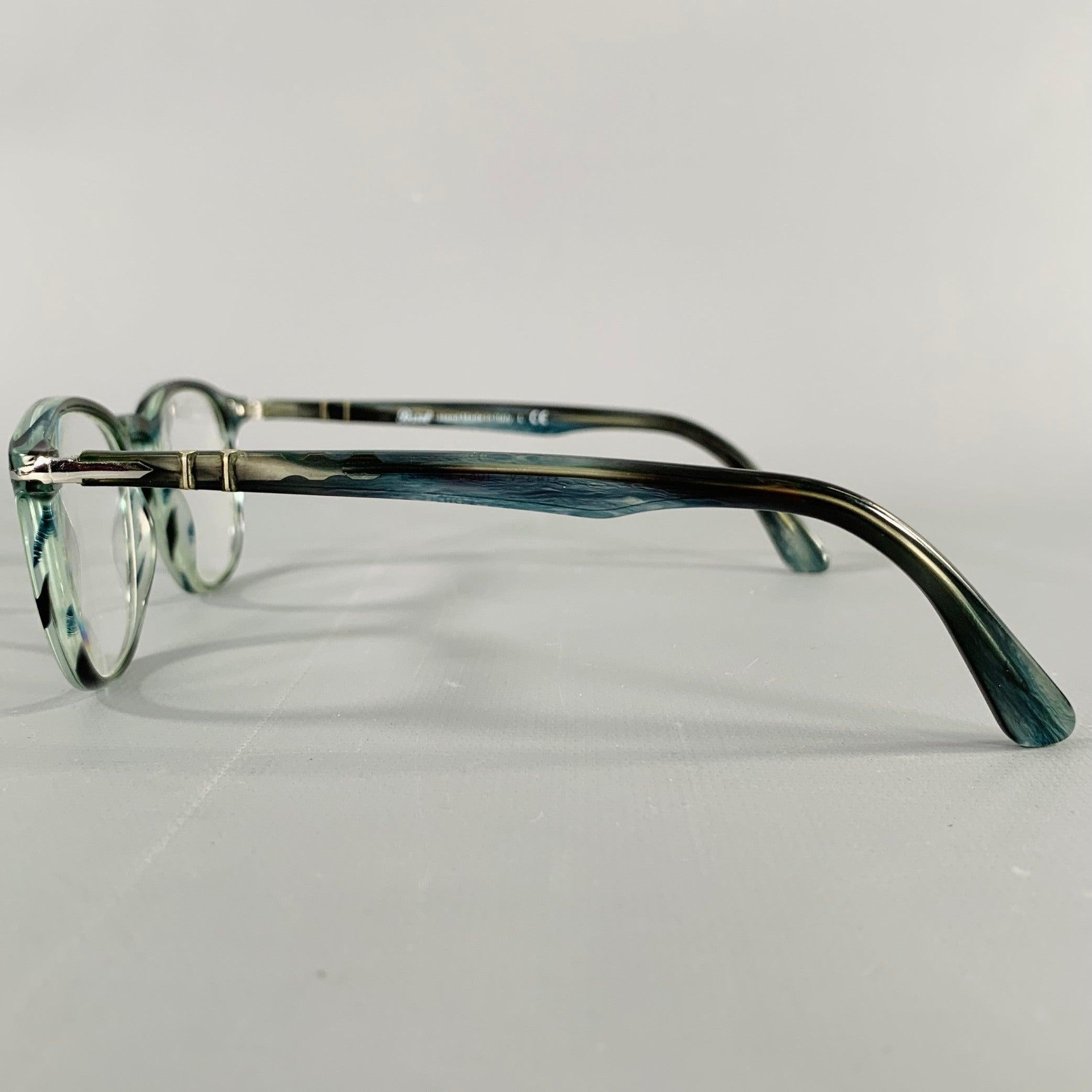 PERSOL Blue Grey Marbled Acetate Eyeglasses Frames In Good Condition For Sale In San Francisco, CA