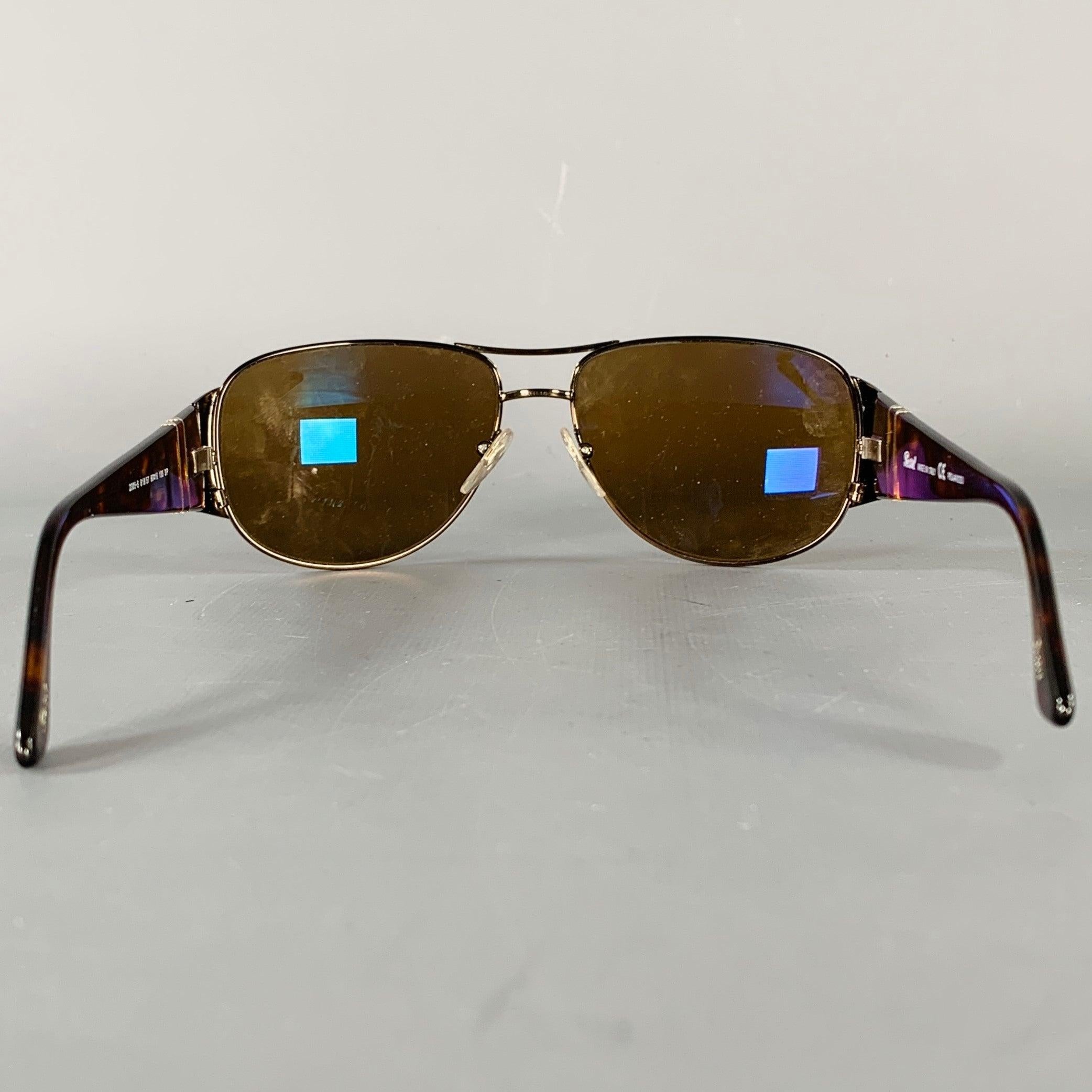 PERSOL Brown Schildpatt Acetat Metall polarisiert Aviator Sonnenbrille (Schwarz) im Angebot
