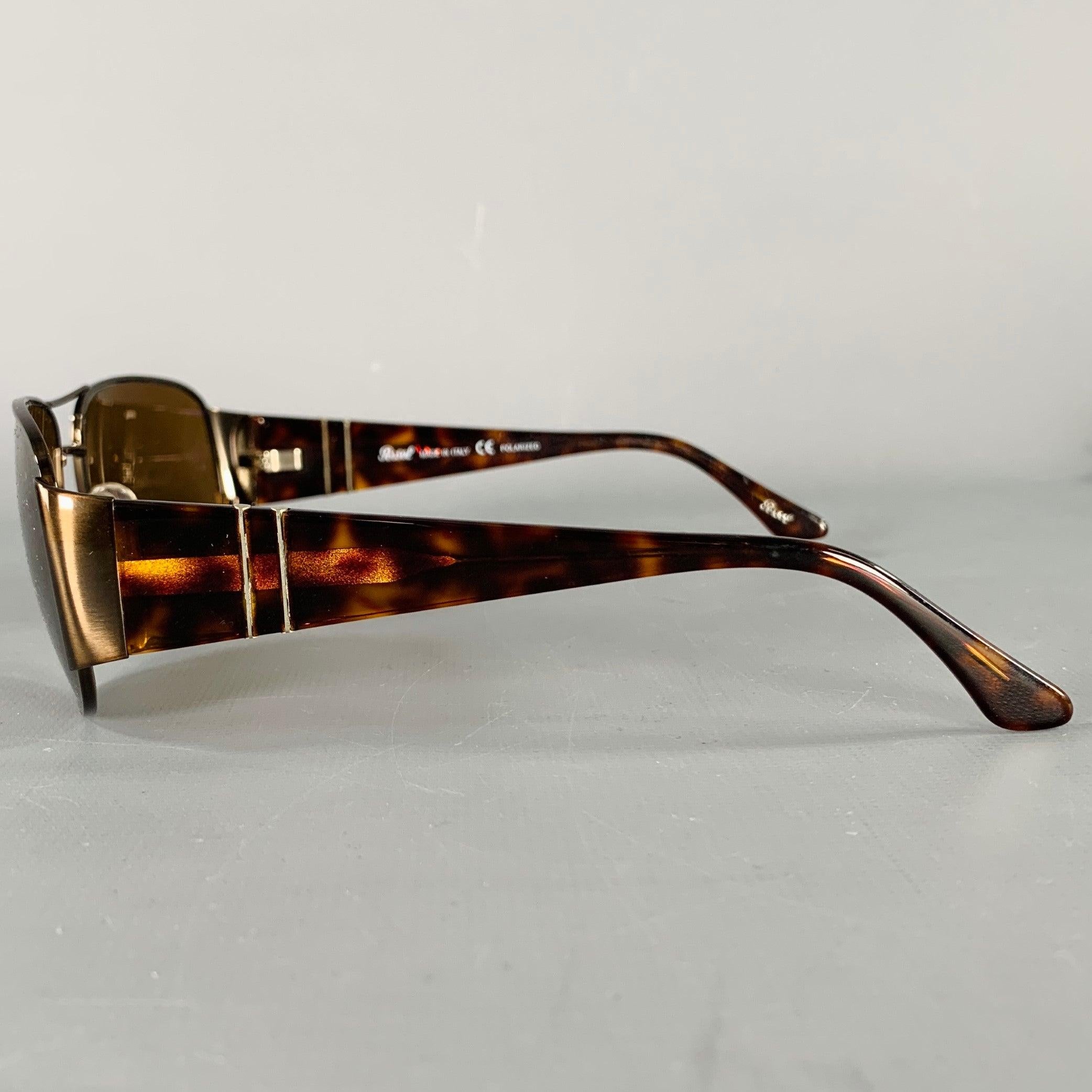 PERSOL Brown Schildpatt Acetat Metall polarisiert Aviator Sonnenbrille im Zustand „Gut“ im Angebot in San Francisco, CA